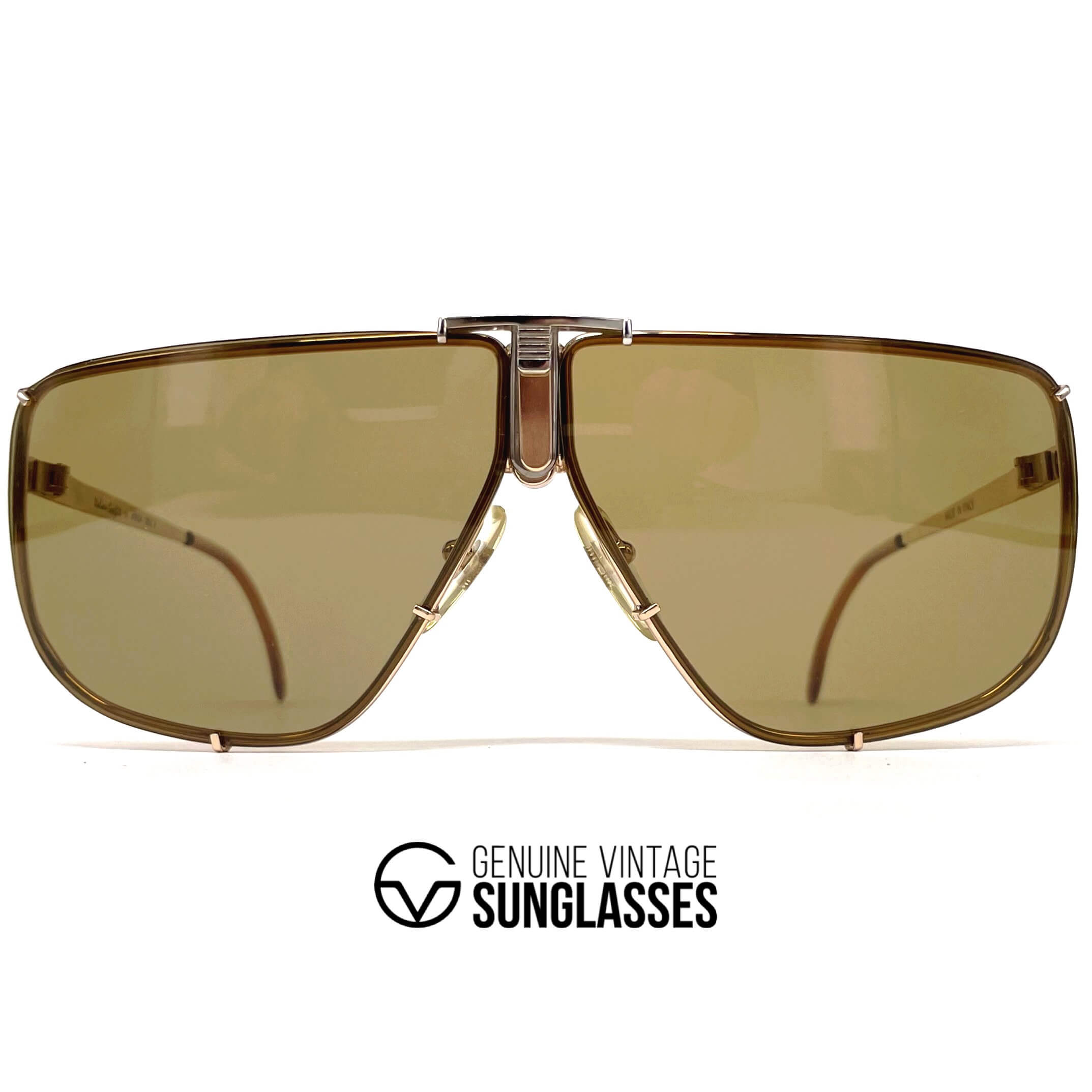 Vintage ITALIAN GRAFFITI By MAGA 1002A rimless gold aviator sunglasses