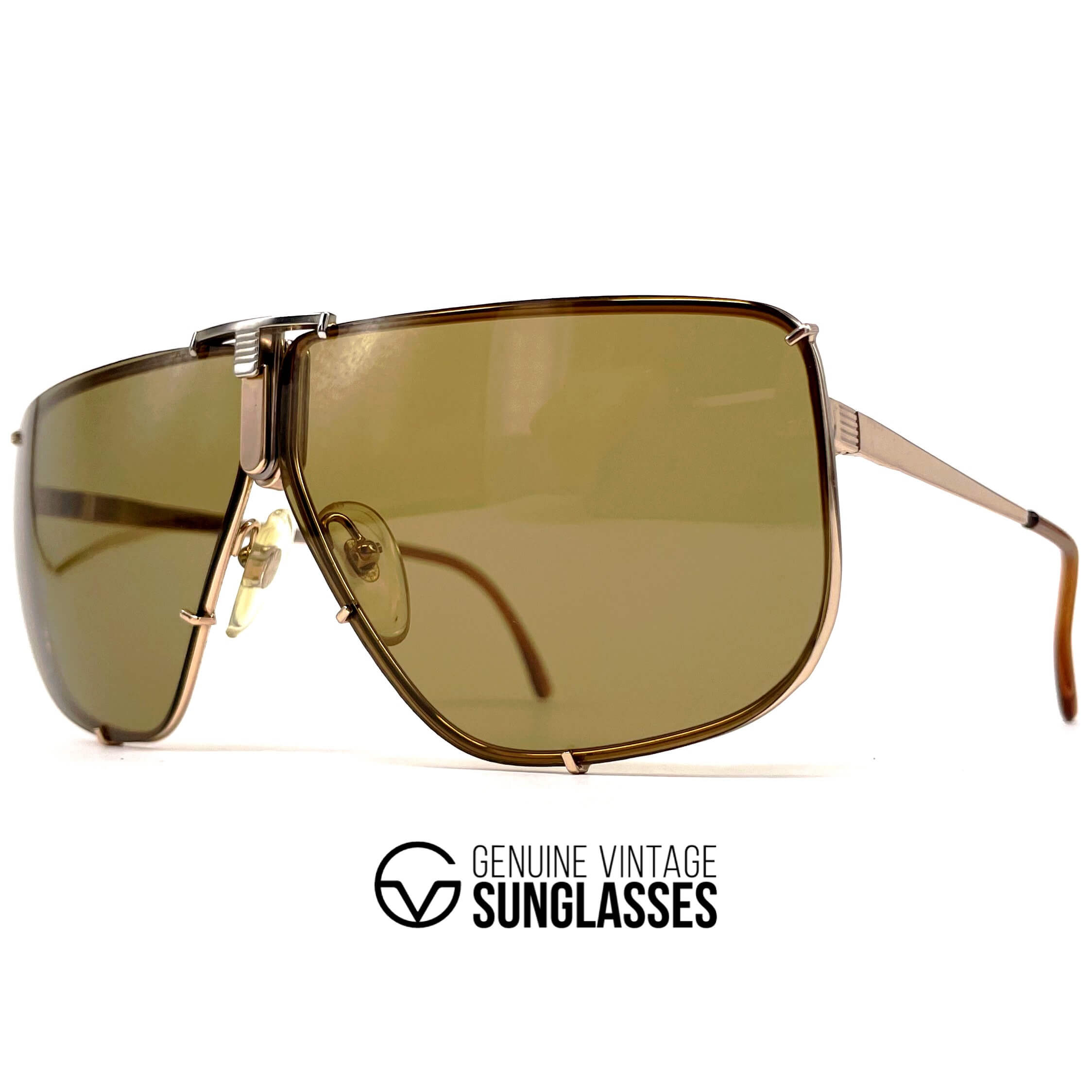 Vintage ITALIAN GRAFFITI By MAGA 1002A rimless gold aviator sunglasses