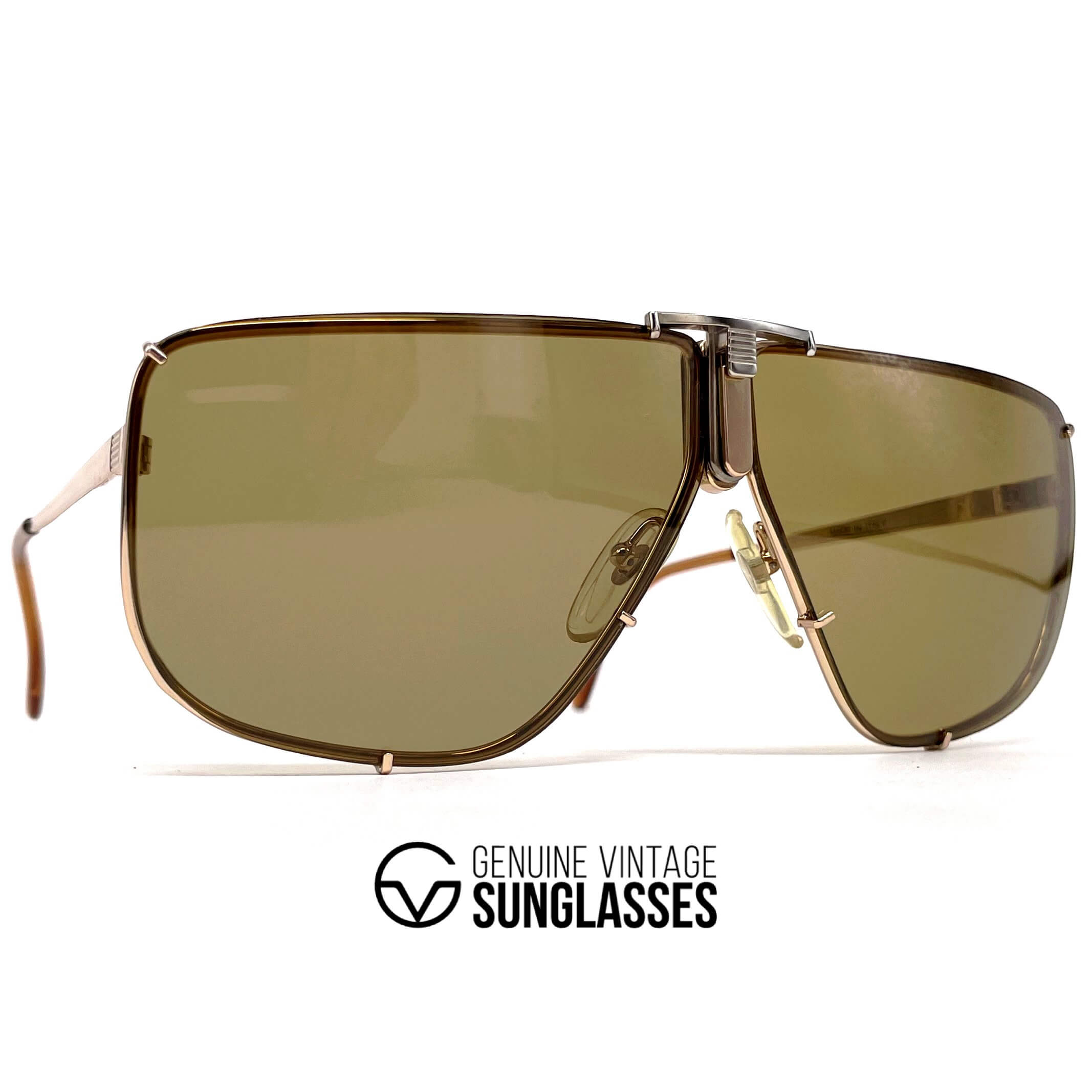 Vintage ITALIAN GRAFFITI By MAGA 1002A rimless gold aviator sunglasses