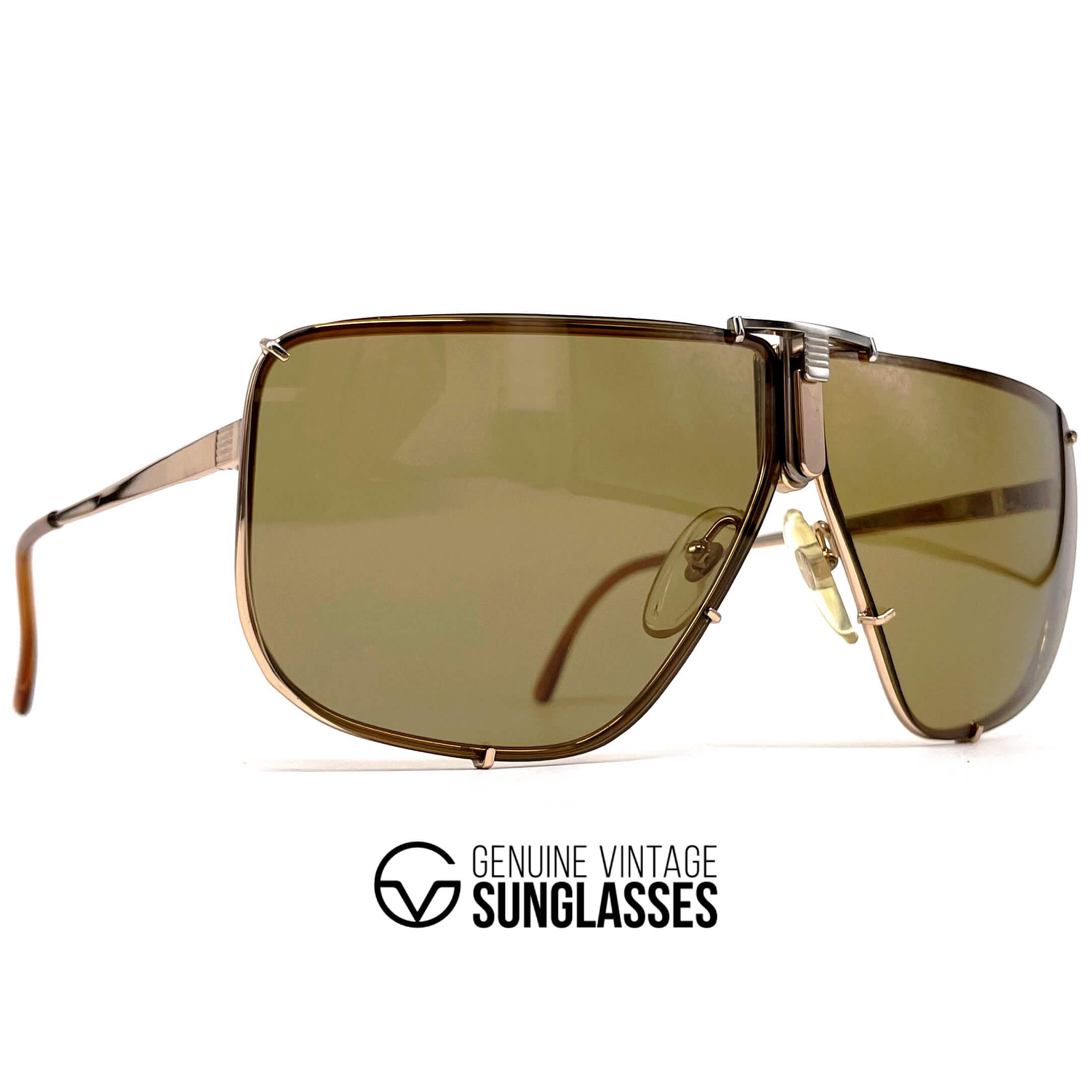 Vintage ITALIAN GRAFFITI By MAGA 1002A rimless gold aviator sunglasses