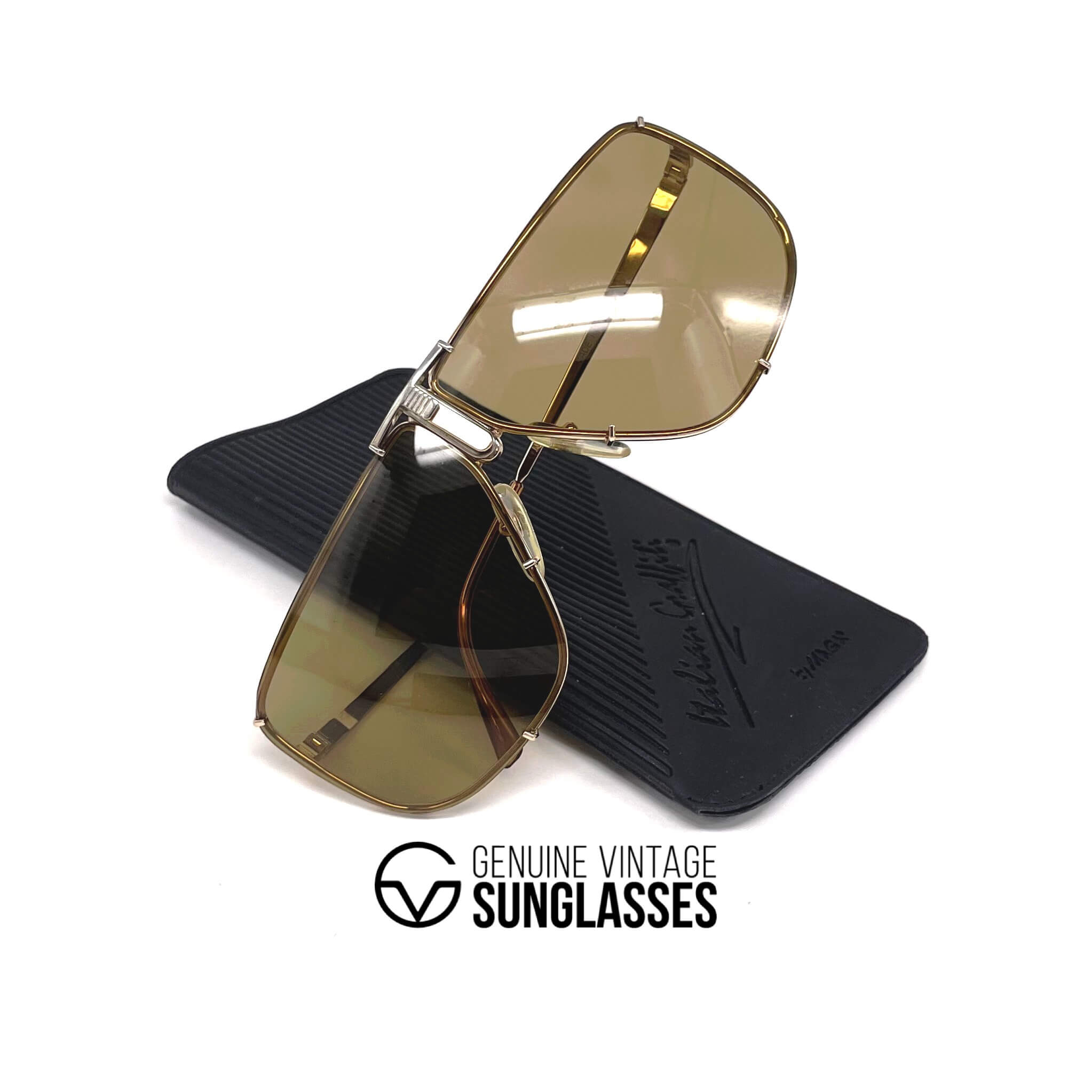 Vintage ITALIAN GRAFFITI By MAGA 1002A rimless gold aviator sunglasses