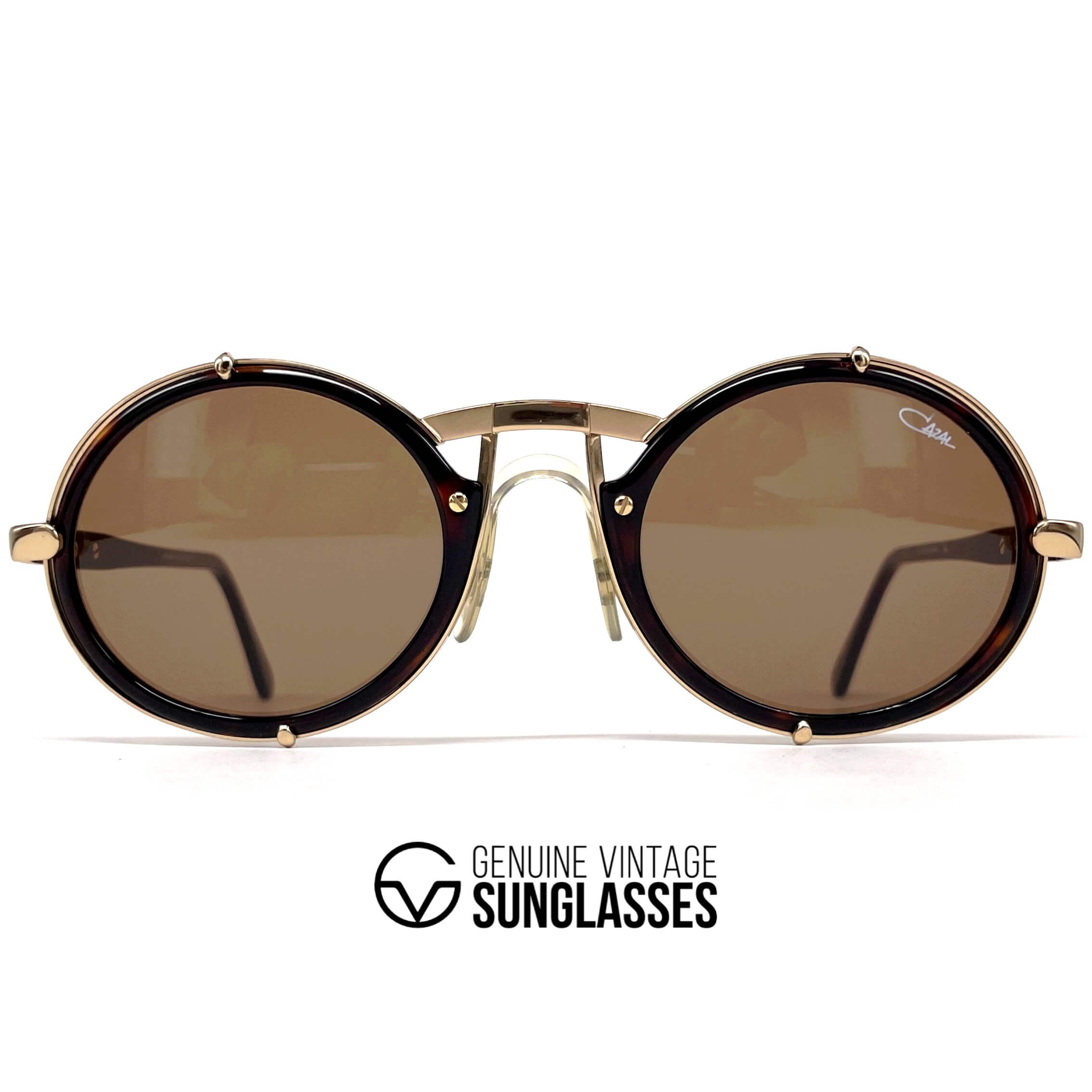 Vintage CAZAL 644 tortoise & gold round designer sunglasses