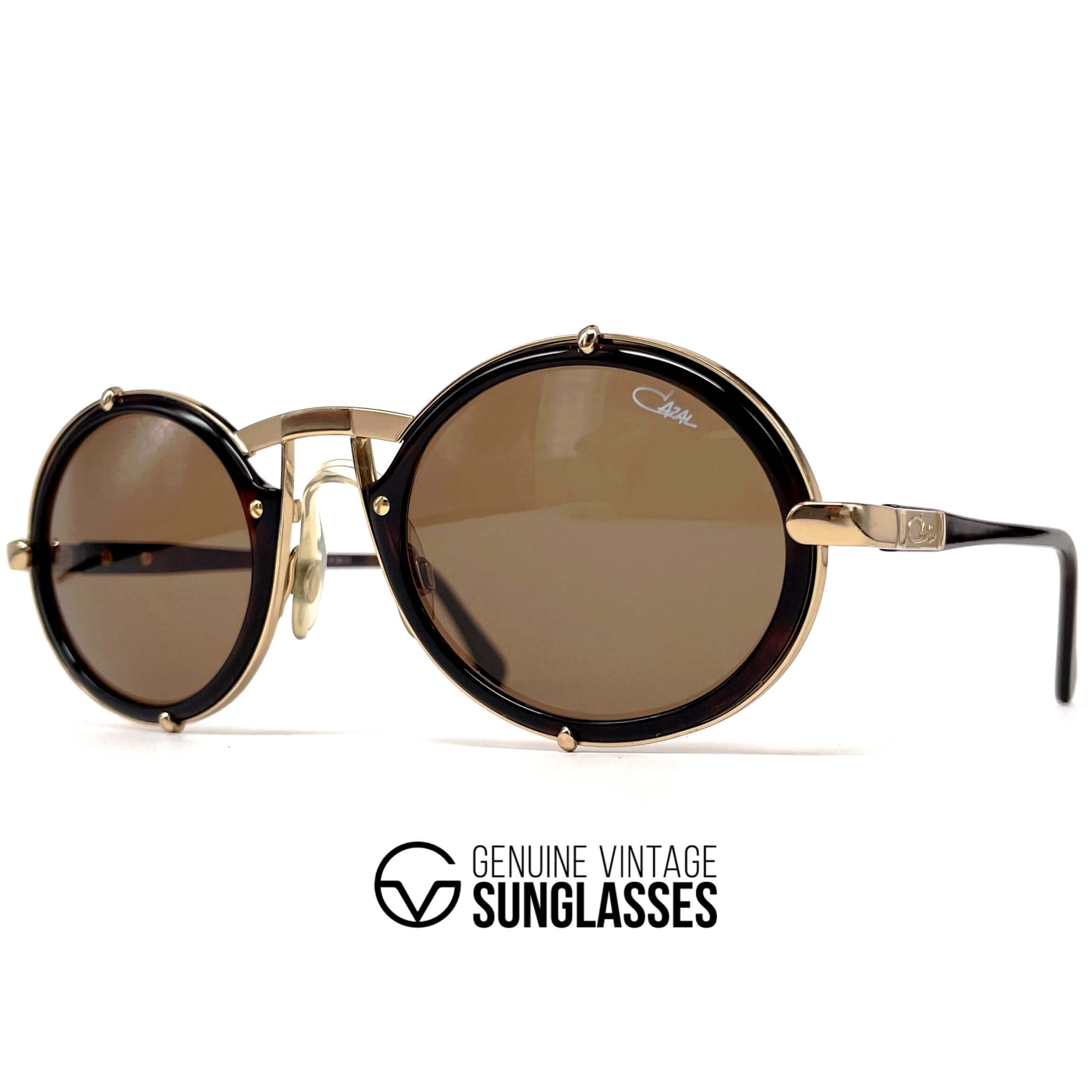 Vintage CAZAL 644 tortoise & gold round designer sunglasses