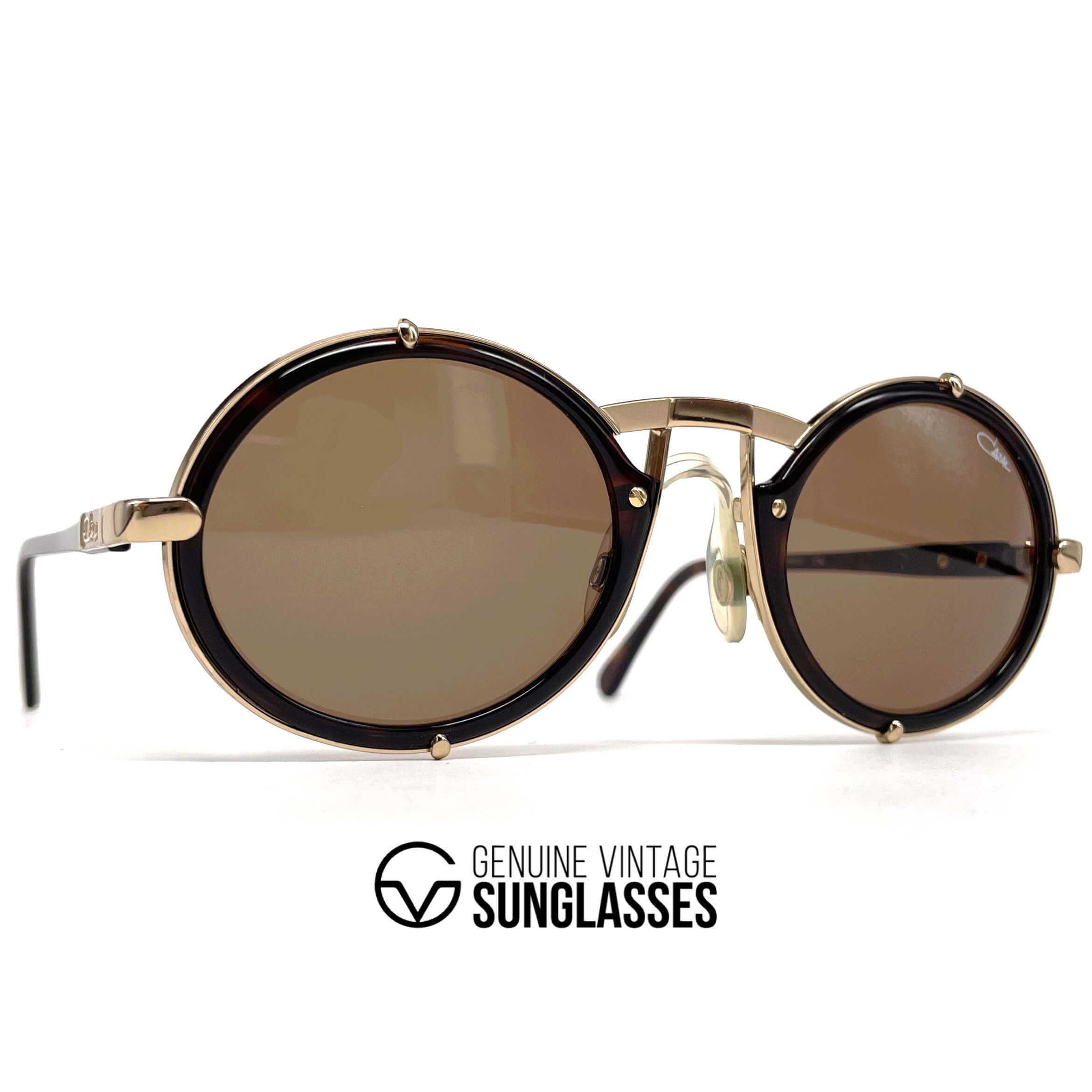 Vintage CAZAL 644 tortoise & gold round designer sunglasses