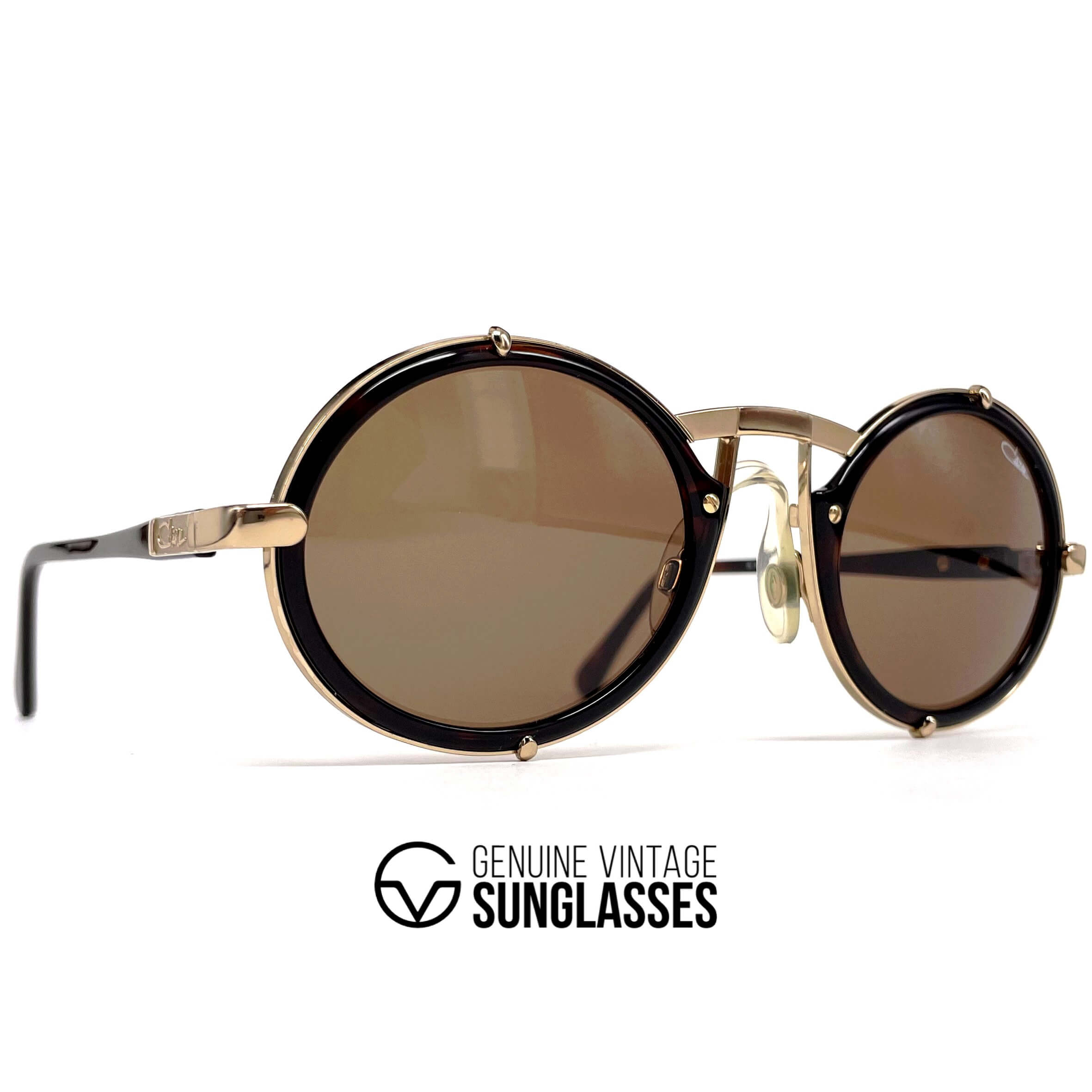 Vintage CAZAL 644 tortoise & gold round designer sunglasses