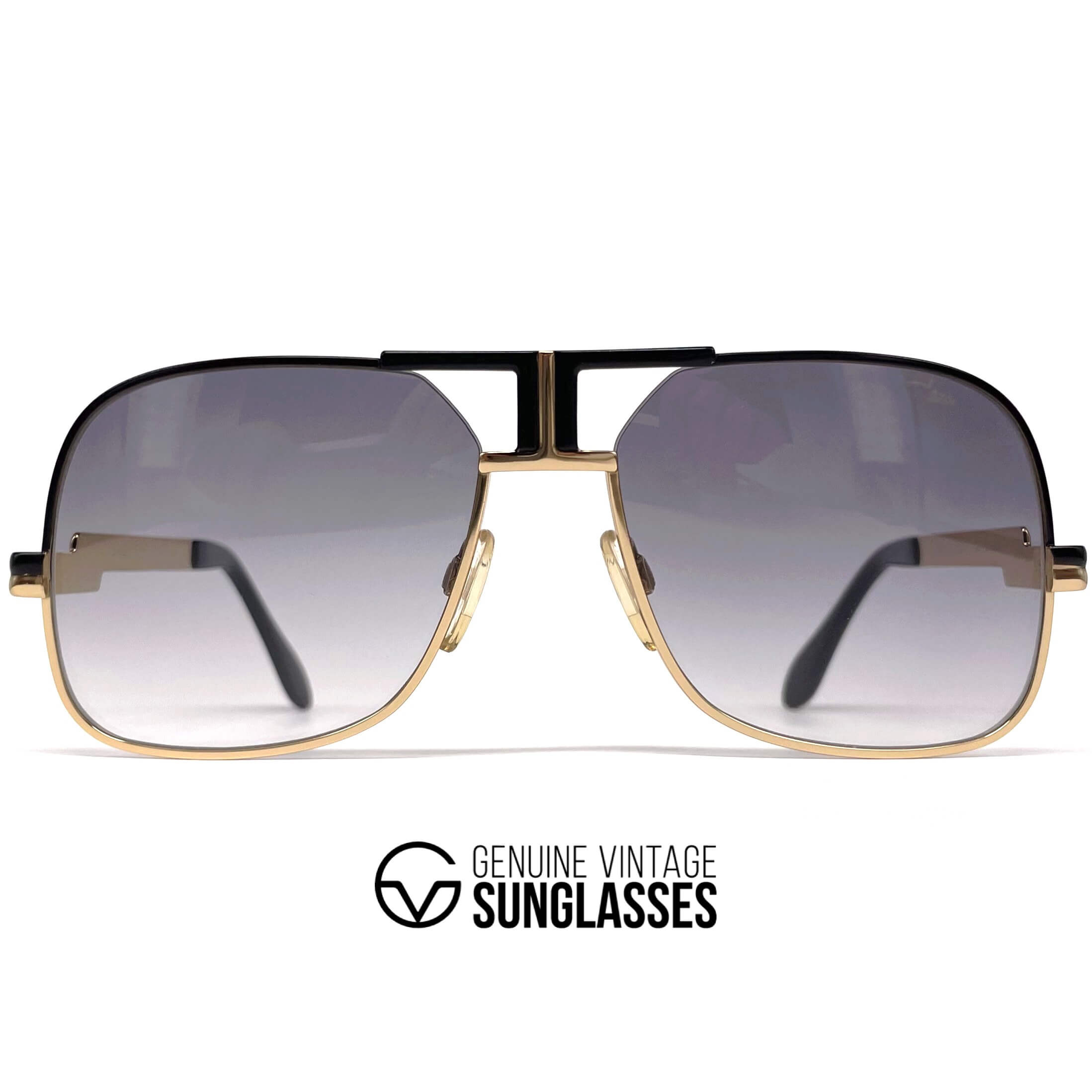 Vintage CAZAL 701/3 black & gold plated aviator sunglasses