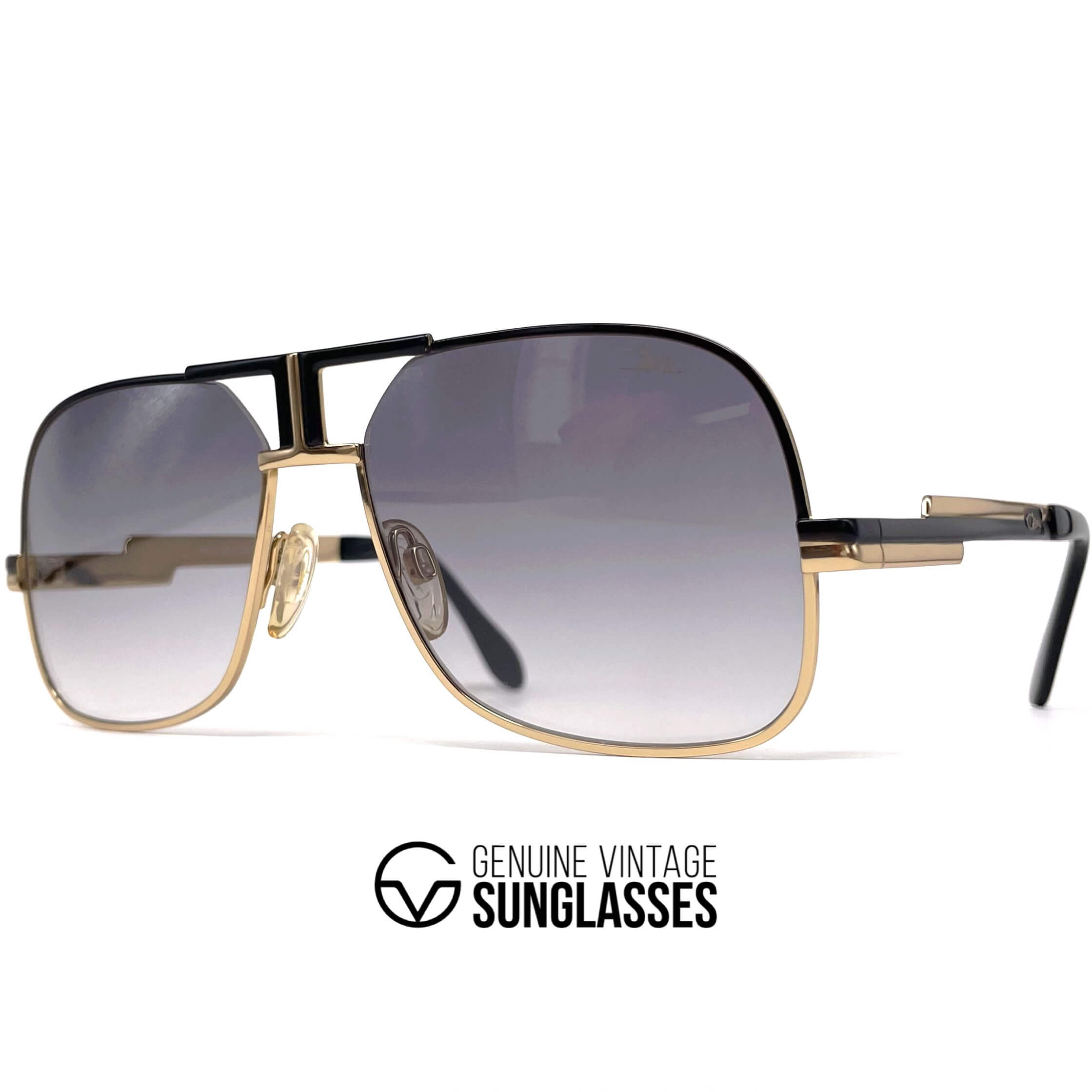Vintage CAZAL 701/3 black & gold plated aviator sunglasses