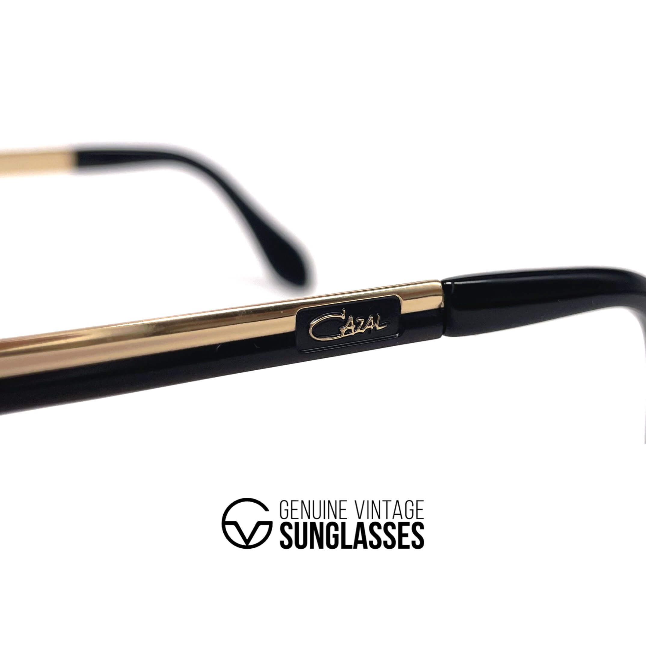 Vintage CAZAL 701/3 black & gold plated aviator sunglasses
