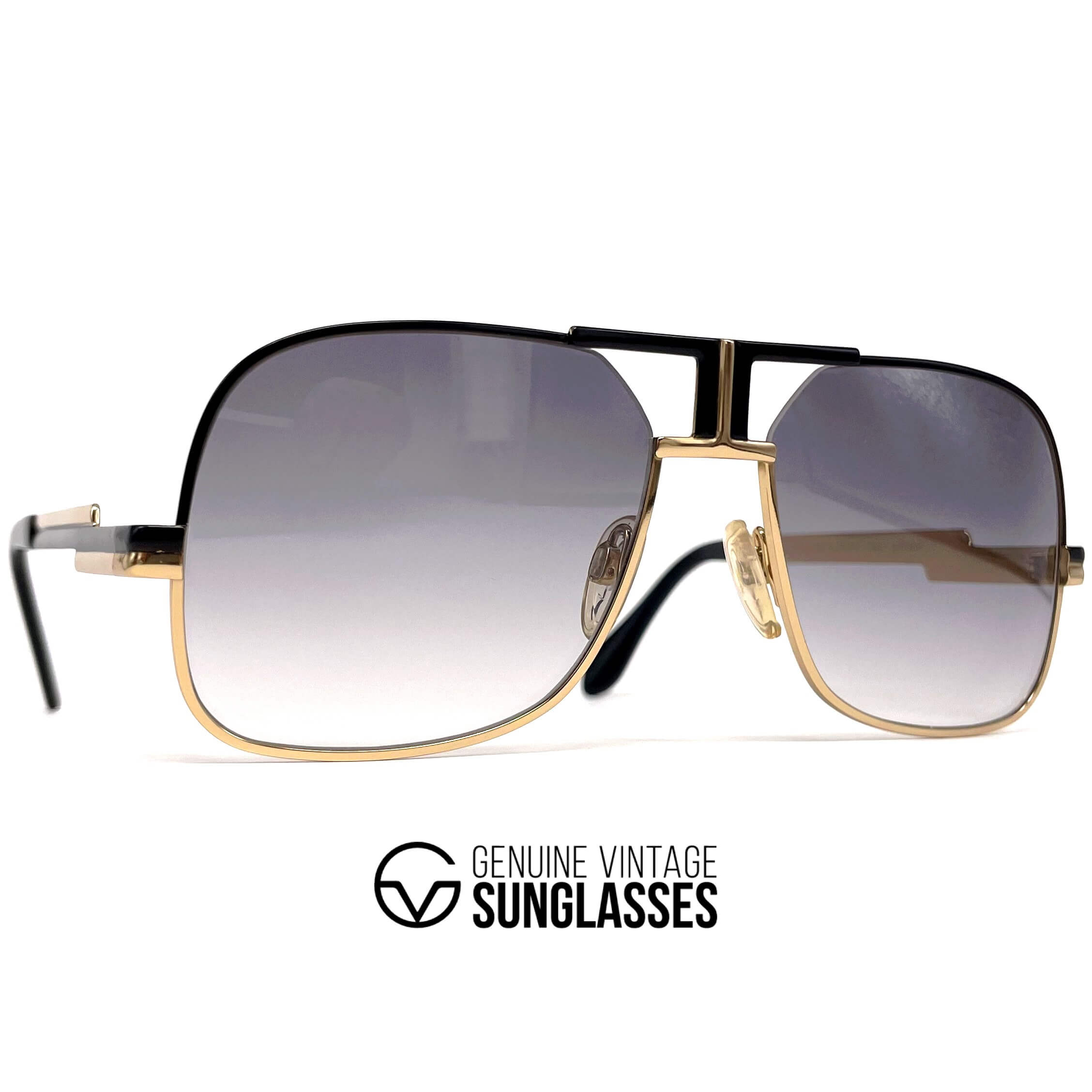 Vintage CAZAL 701/3 black & gold plated aviator sunglasses
