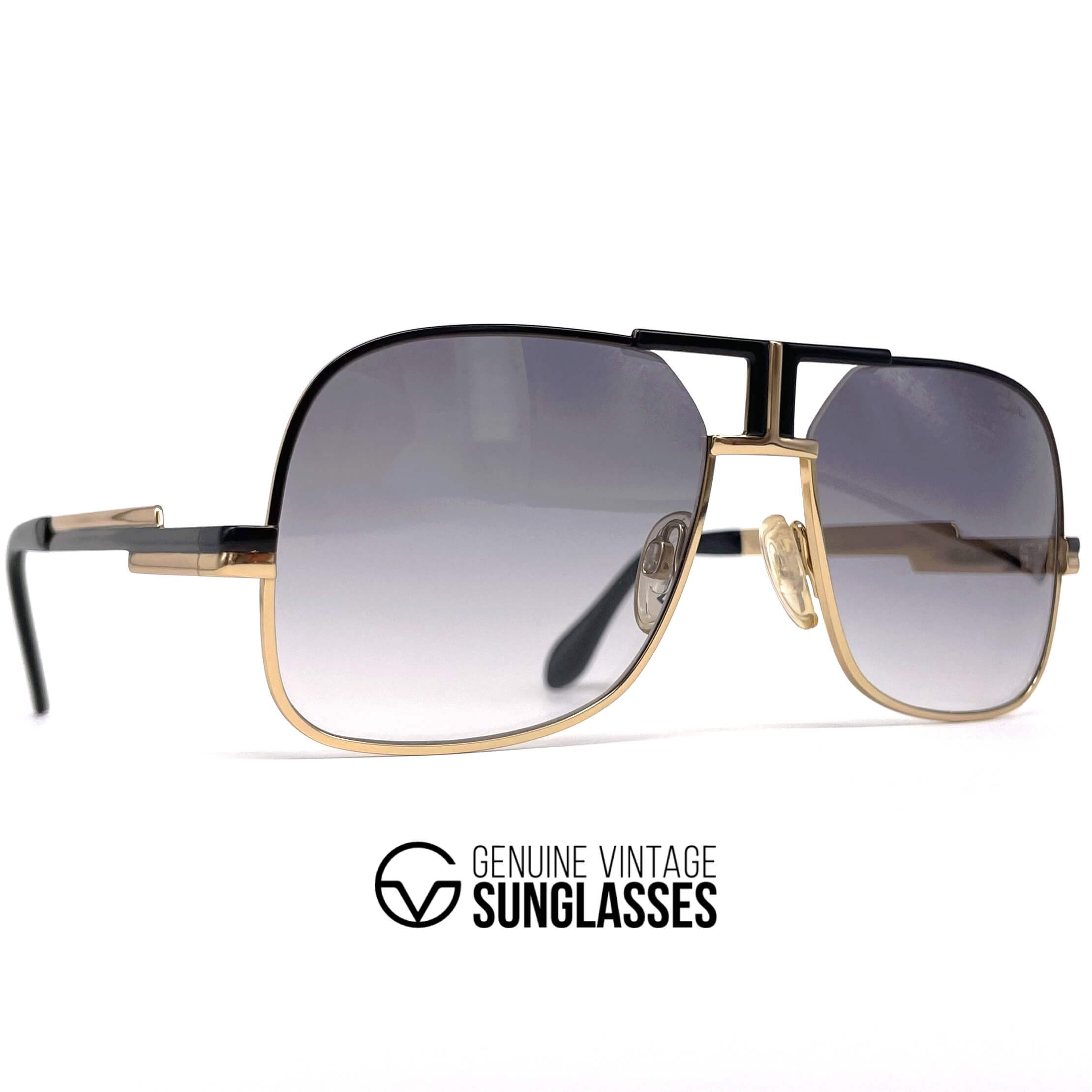 Vintage CAZAL 701/3 black & gold plated aviator sunglasses