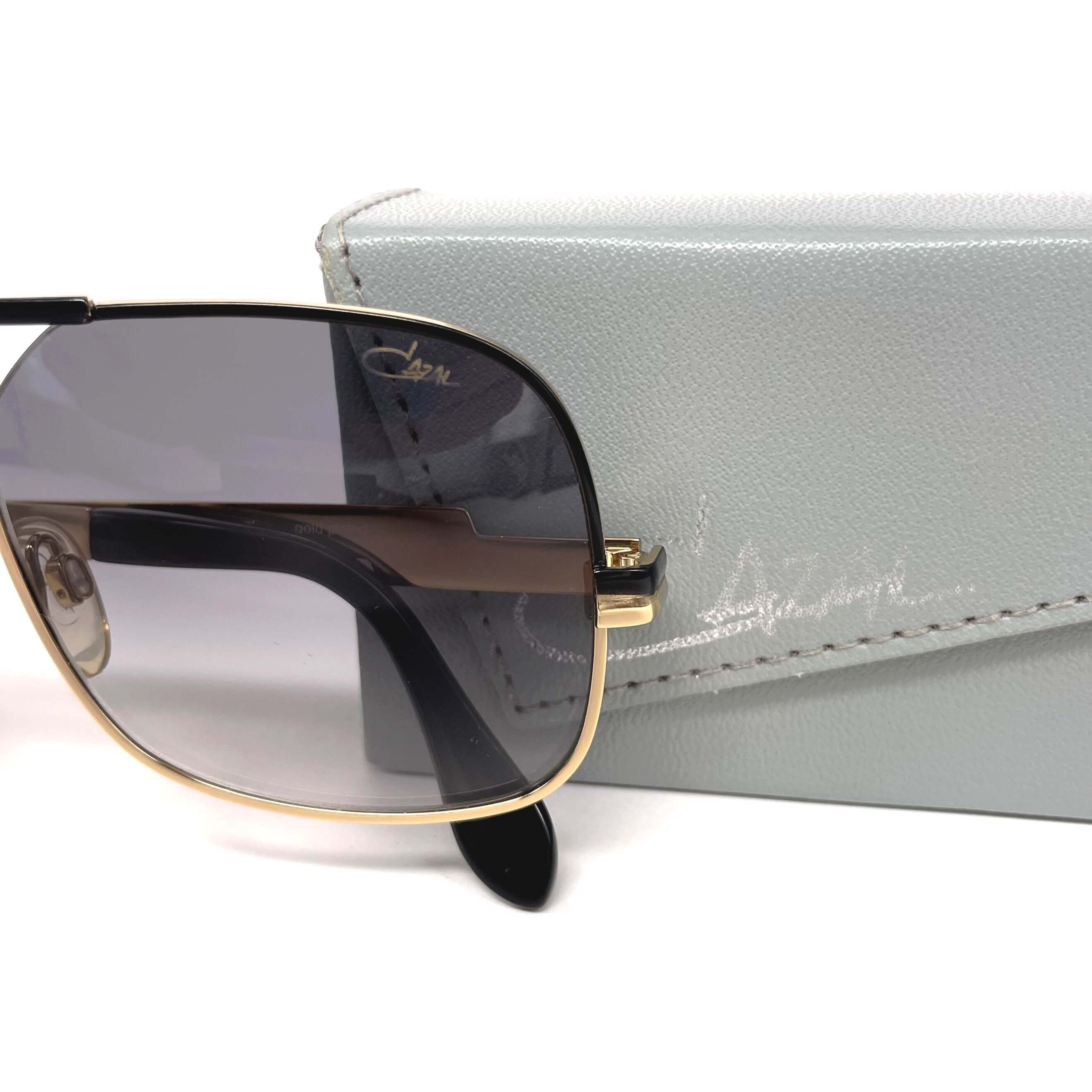 Vintage CAZAL 701/3 black & gold plated aviator sunglasses