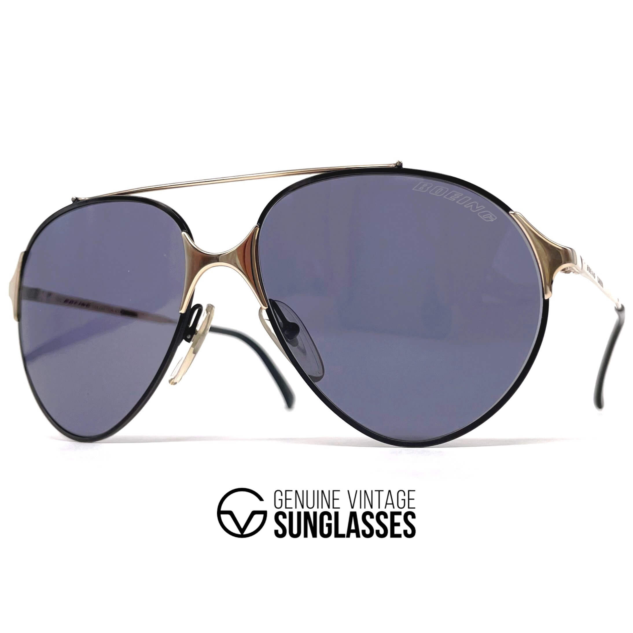 Vintage BOEING by CARRERA 5710 black & gold pilot sunglasses