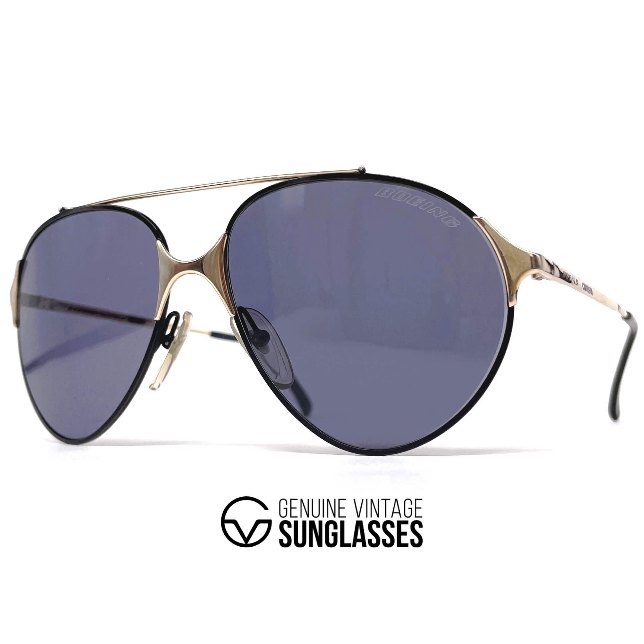 Vintage BOEING by CARRERA 5710 black & gold pilot sunglasses