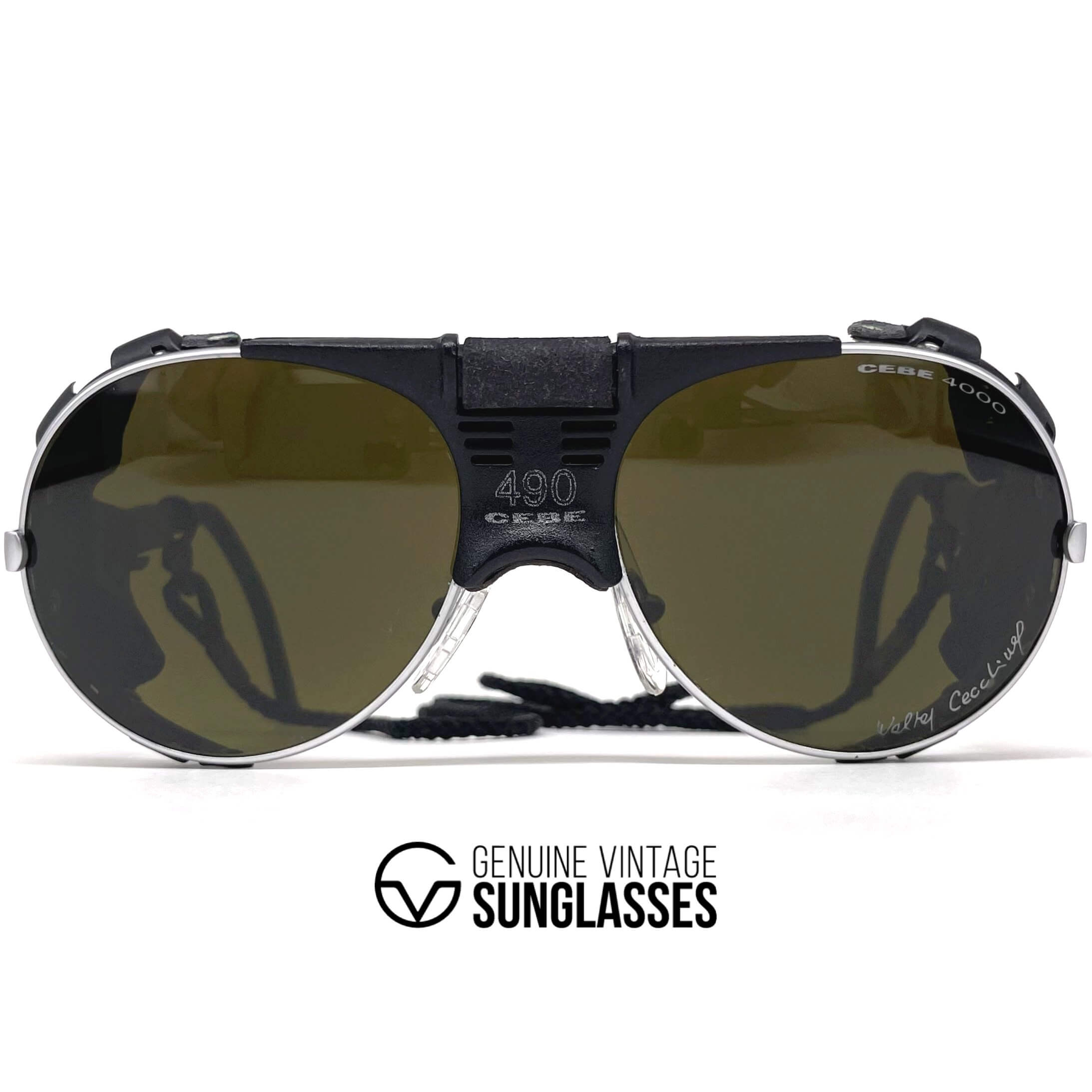 Vintage CEBE 490 Walter Cecchinel grey leather mineral glacier sunglasses