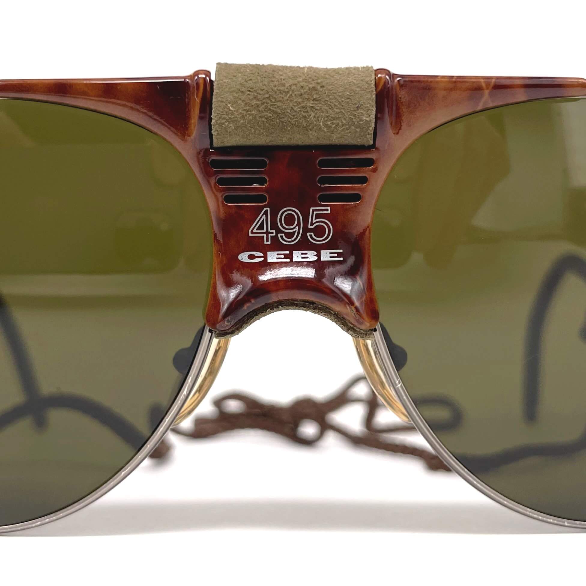 Vintage CEBE 495 Walter Cecchinel havana leather mineral glacier sunglasses