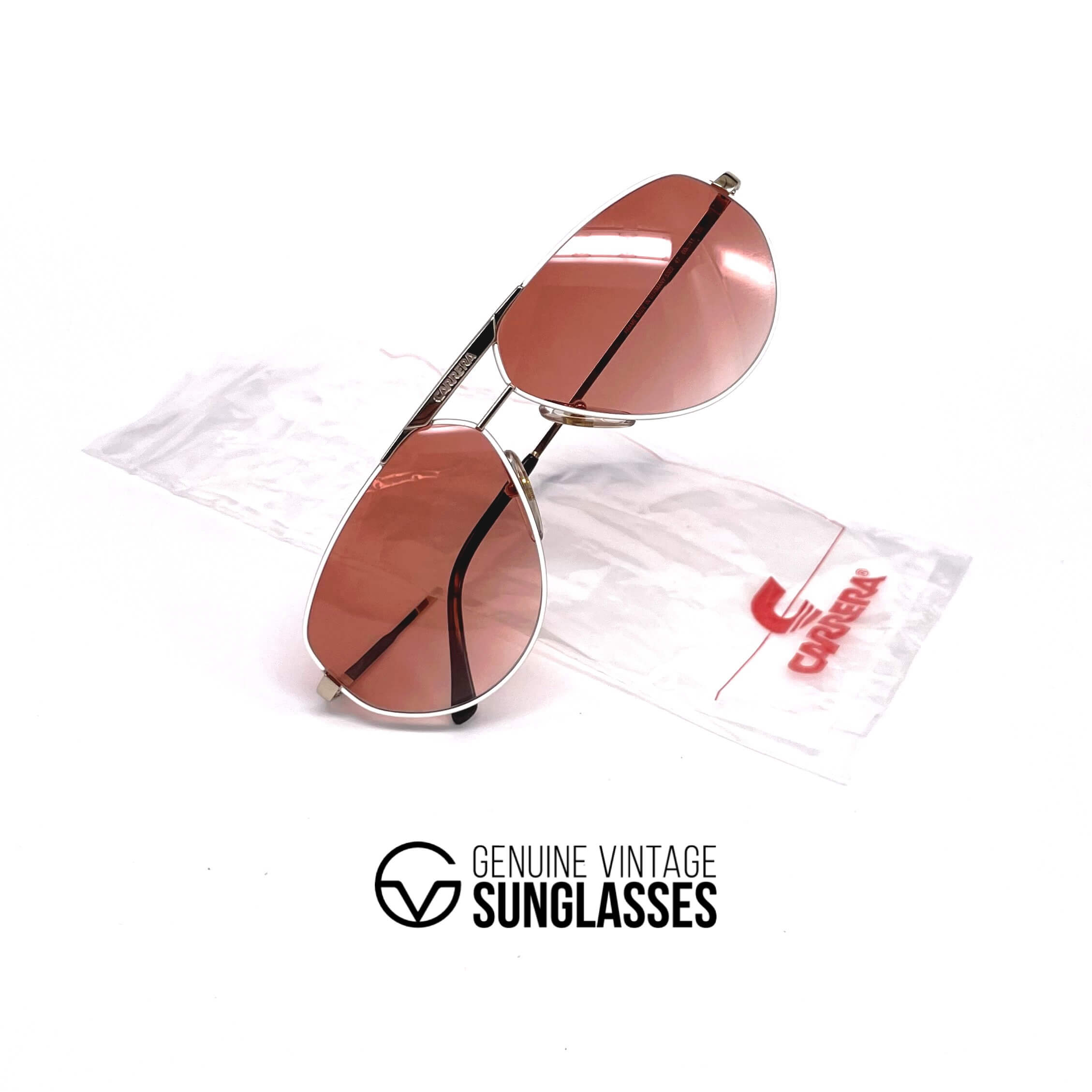 Vintage CARRERA 5322 gold red aviator sunglasses