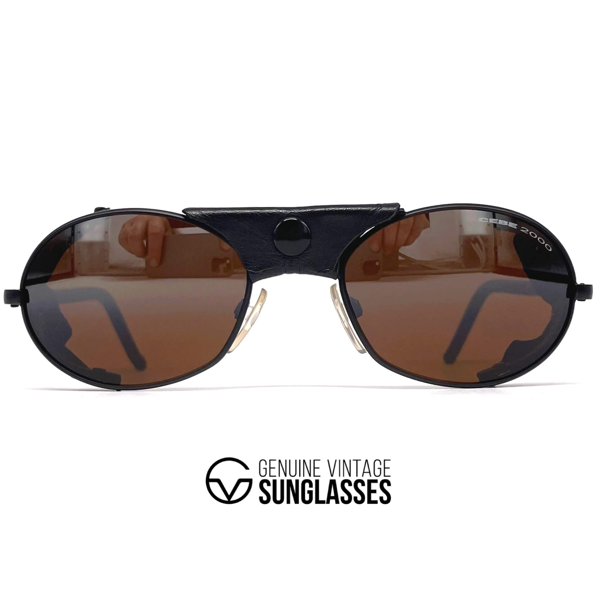 Vintage CEBE 2000 black leather glacier sports sunglasses