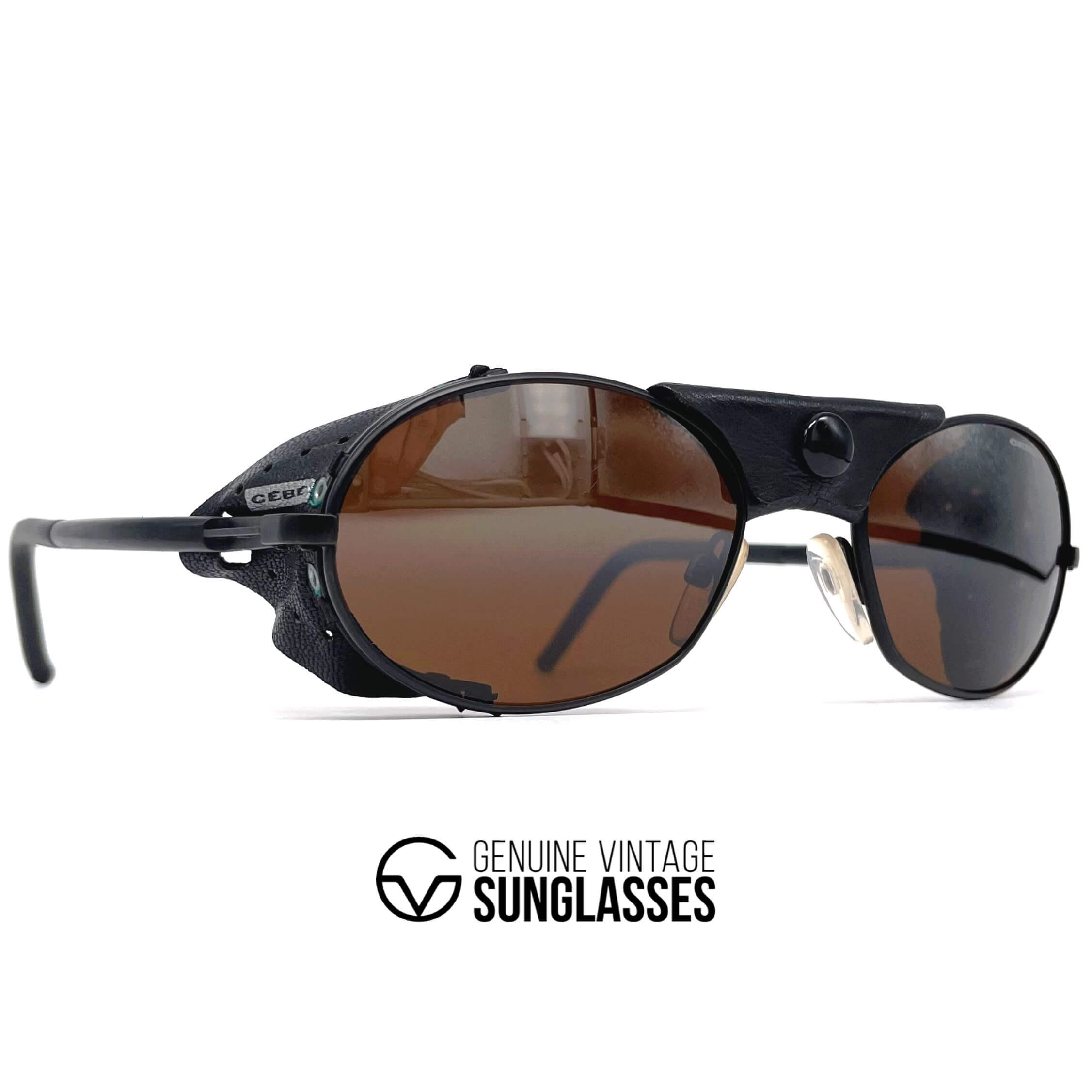 Vintage CEBE 2000 black leather glacier sports sunglasses