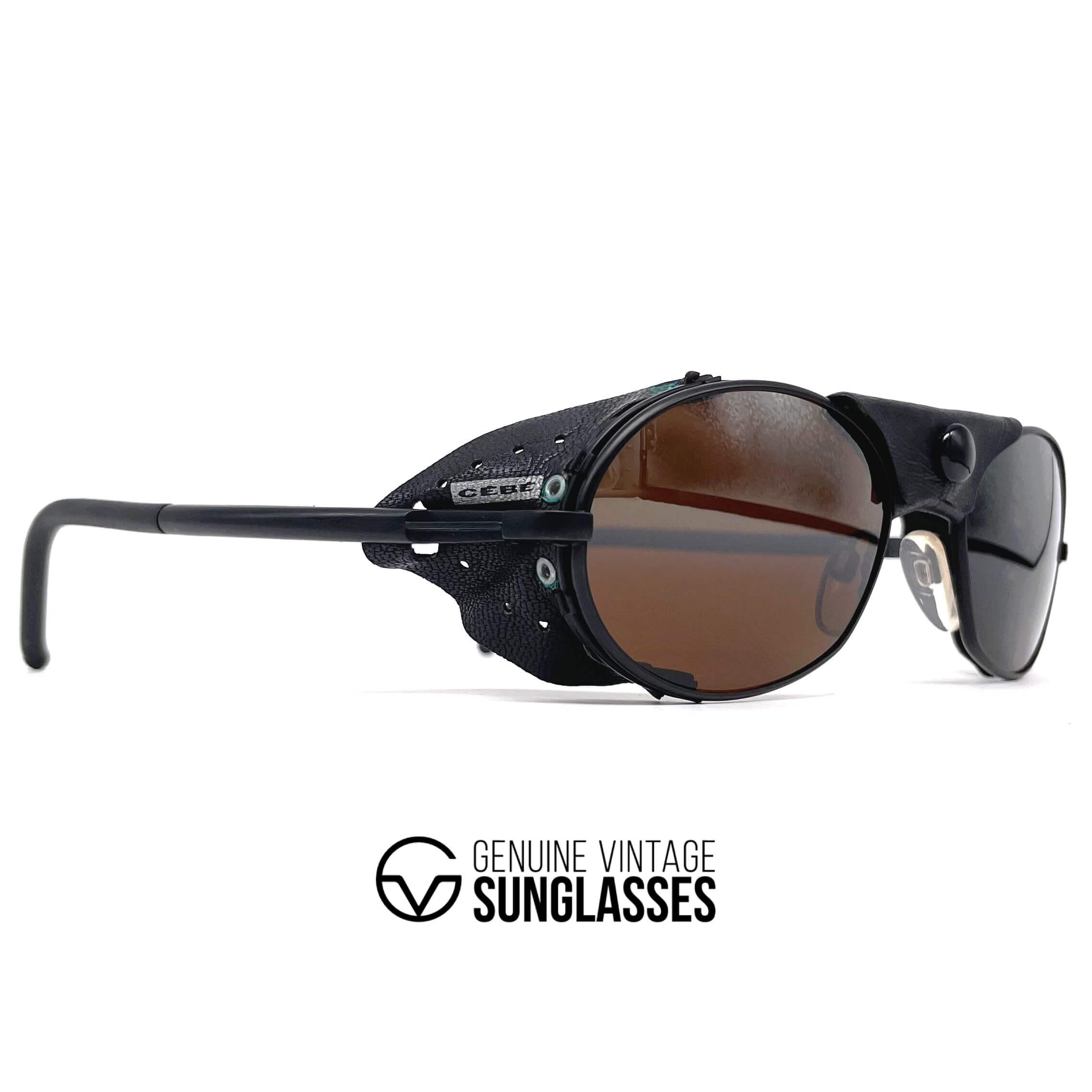 Vintage CEBE 2000 black leather glacier sports sunglasses