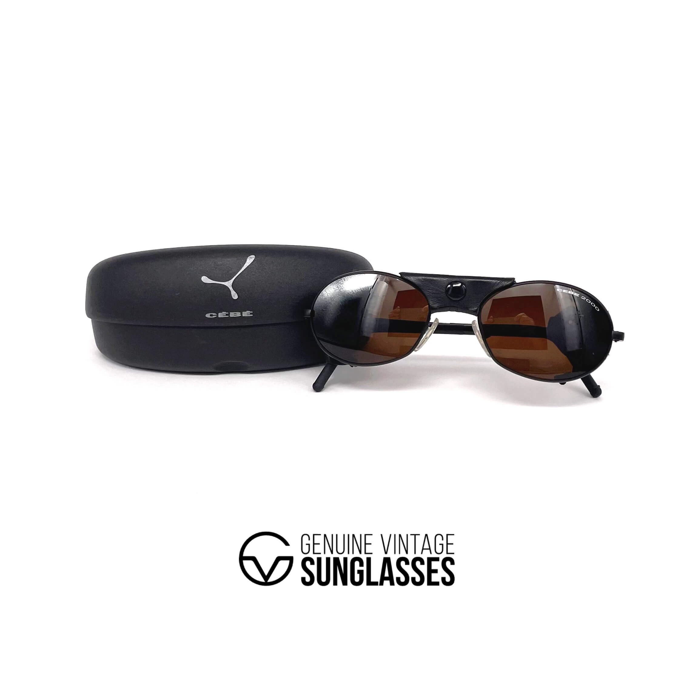 Vintage CEBE 2000 black leather glacier sports sunglasses