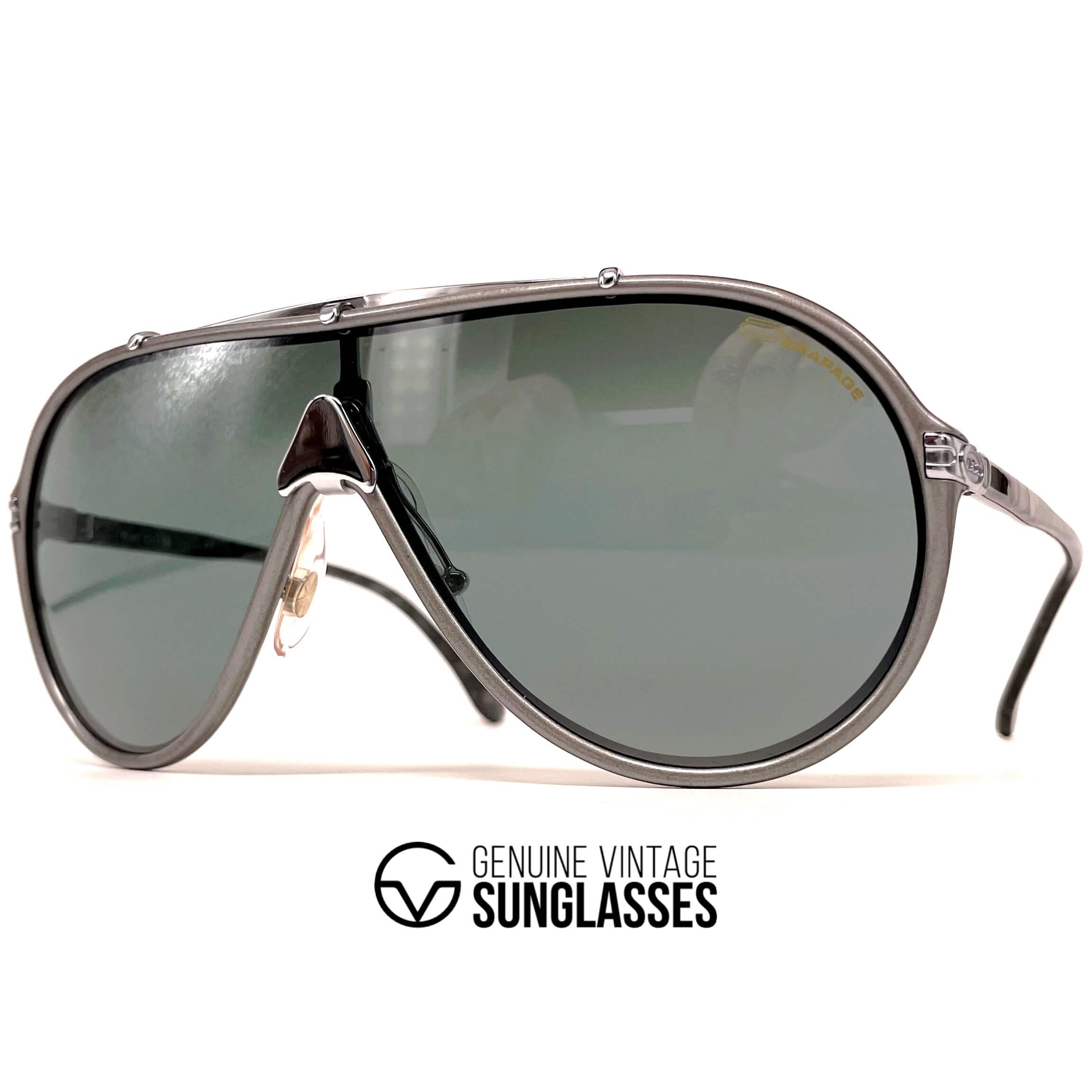Vintage DÉRAPAGE 66 Vitaloni Racing silver wrap sunglasses