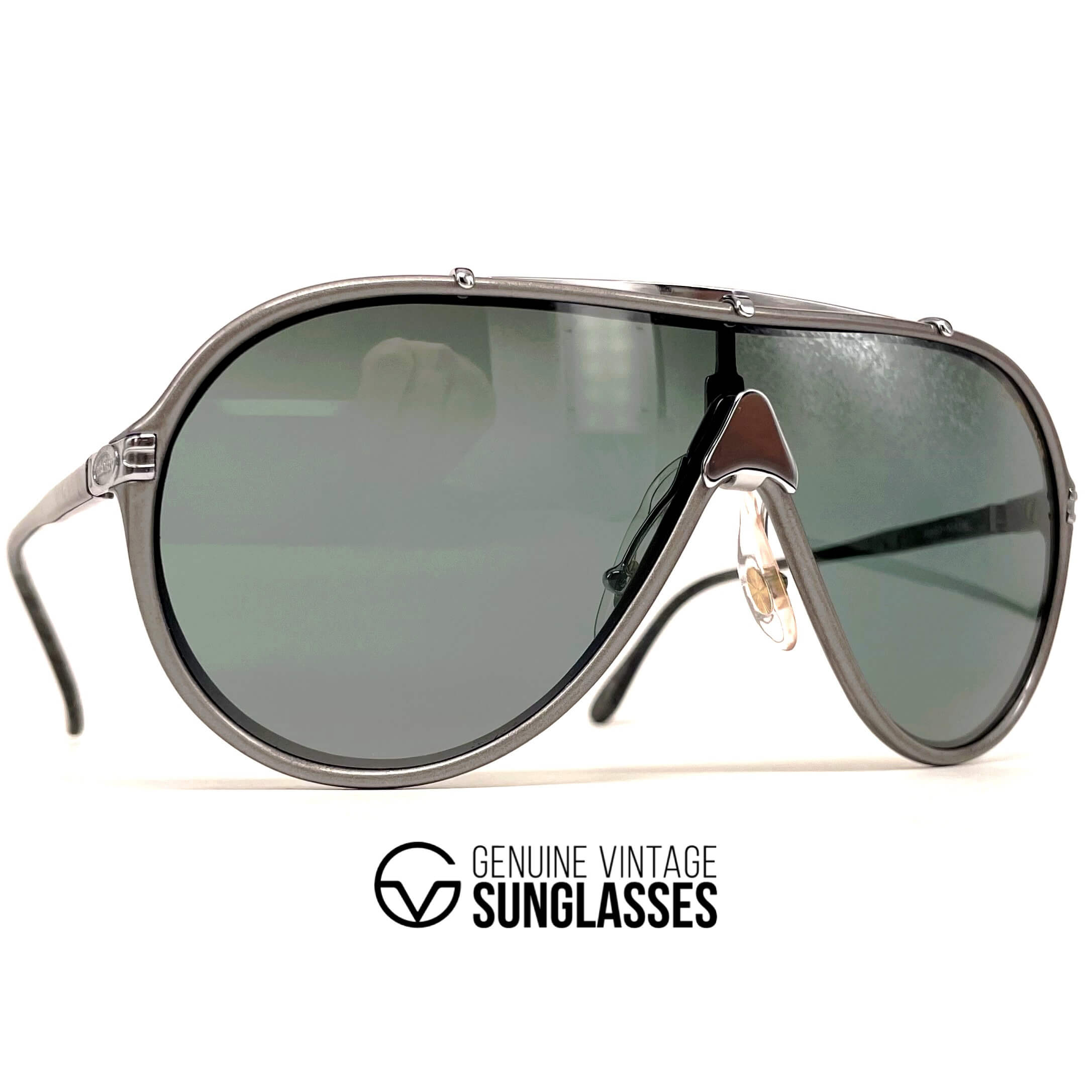 Vintage DÉRAPAGE 66 Vitaloni Racing silver wrap sunglasses