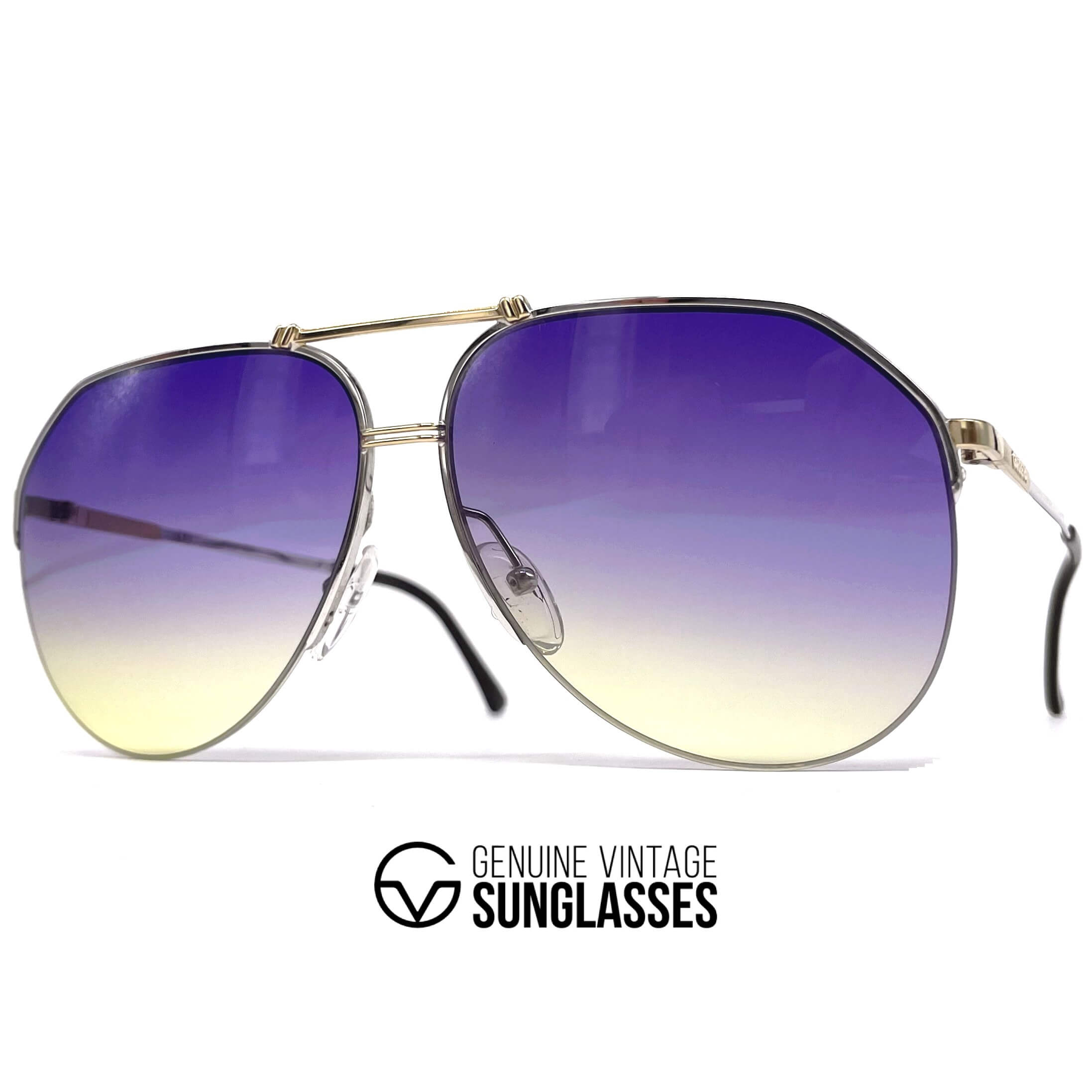 Vintage CARRERA 5313 silver gold rimless aviator sunglasses