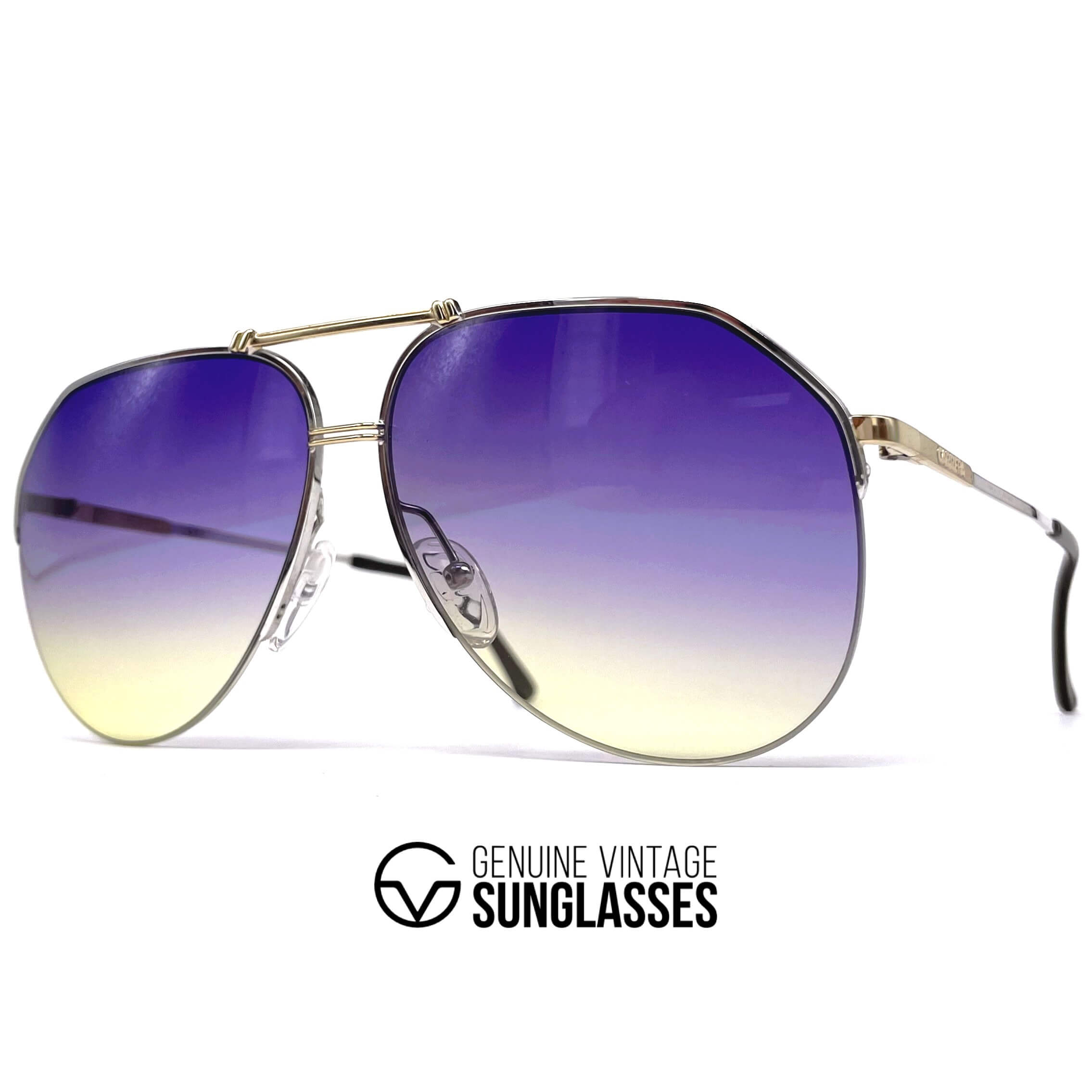 Vintage CARRERA 5313 silver gold rimless aviator sunglasses