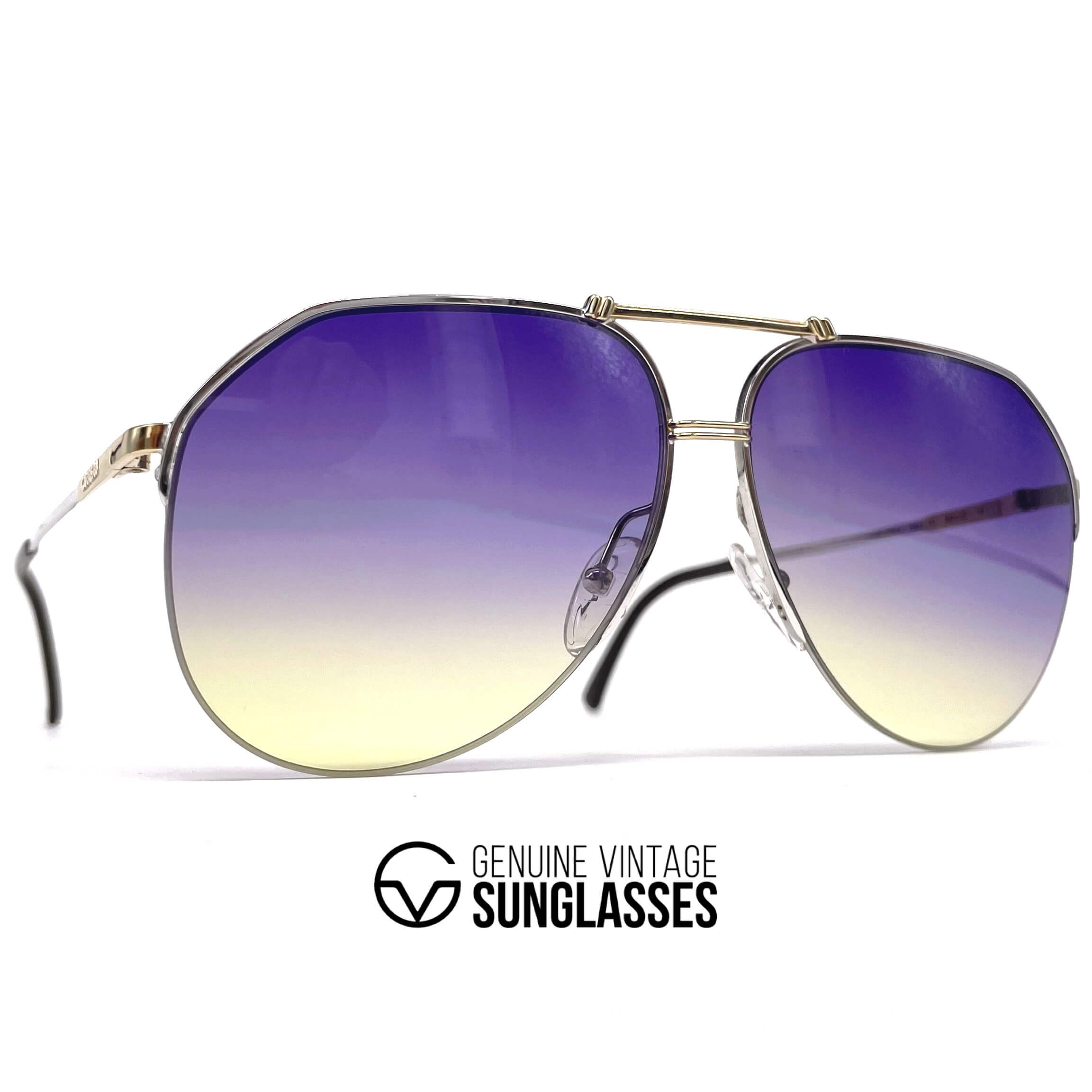 Vintage CARRERA 5313 silver gold rimless aviator sunglasses