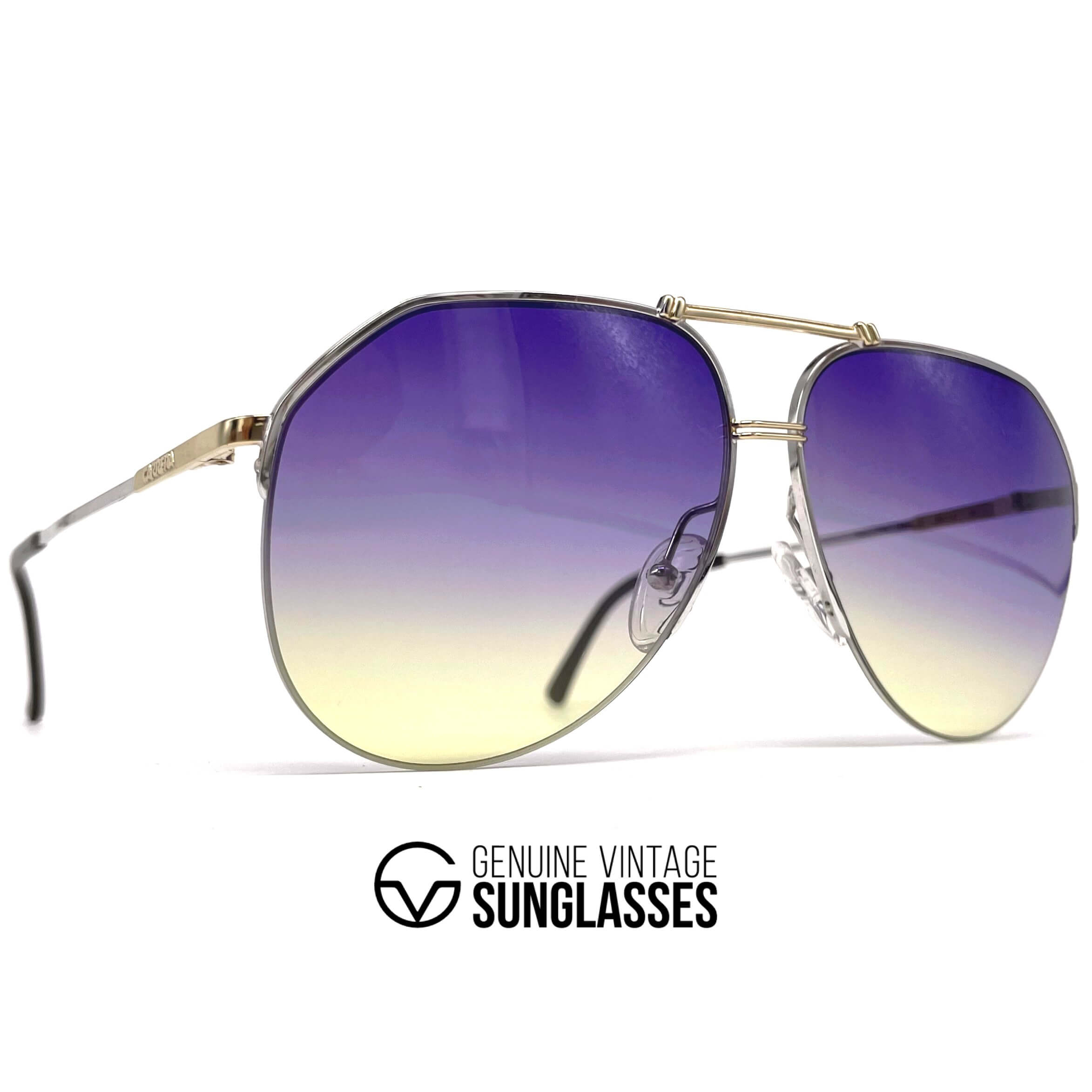 Vintage CARRERA 5313 silver gold rimless aviator sunglasses