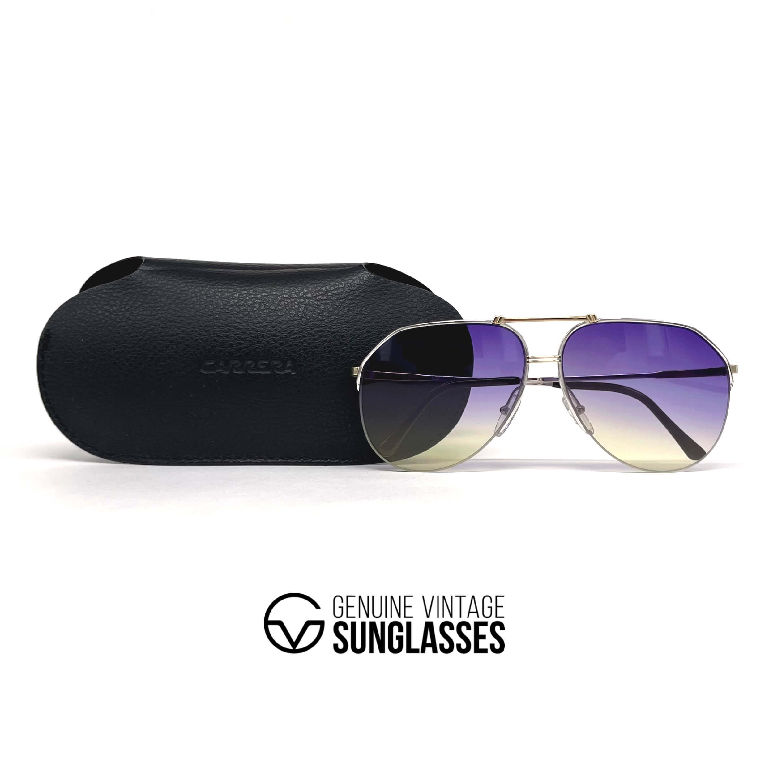 Vintage CARRERA 5313 silver gold rimless aviator sunglasses