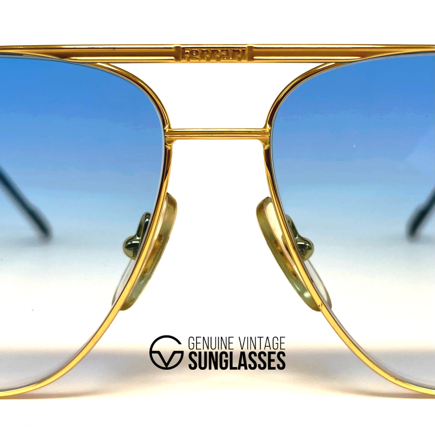 Vintage FERRARI F41 gold blue aviator sunglasses