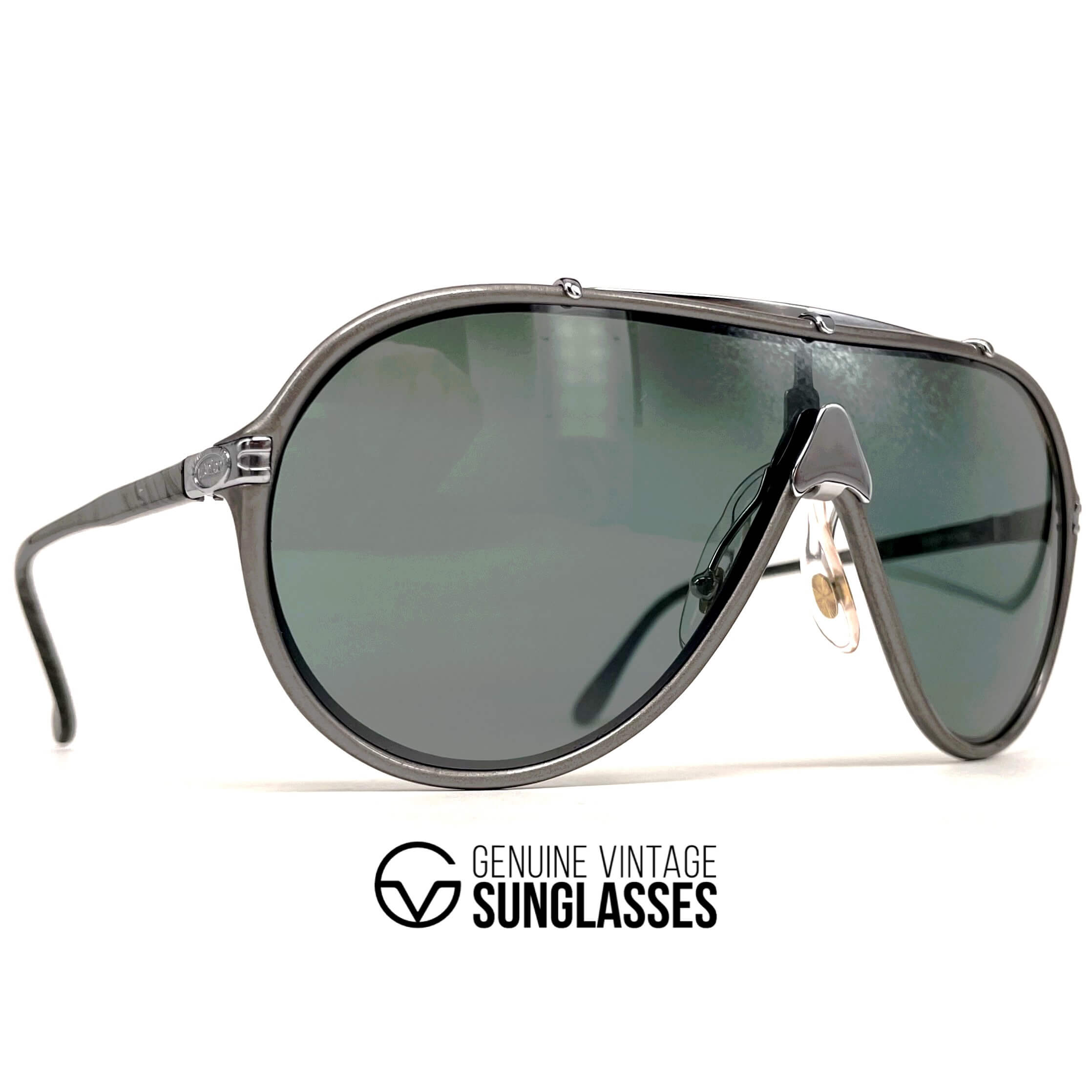 Vintage DÉRAPAGE 66 Vitaloni Racing silver wrap sunglasses