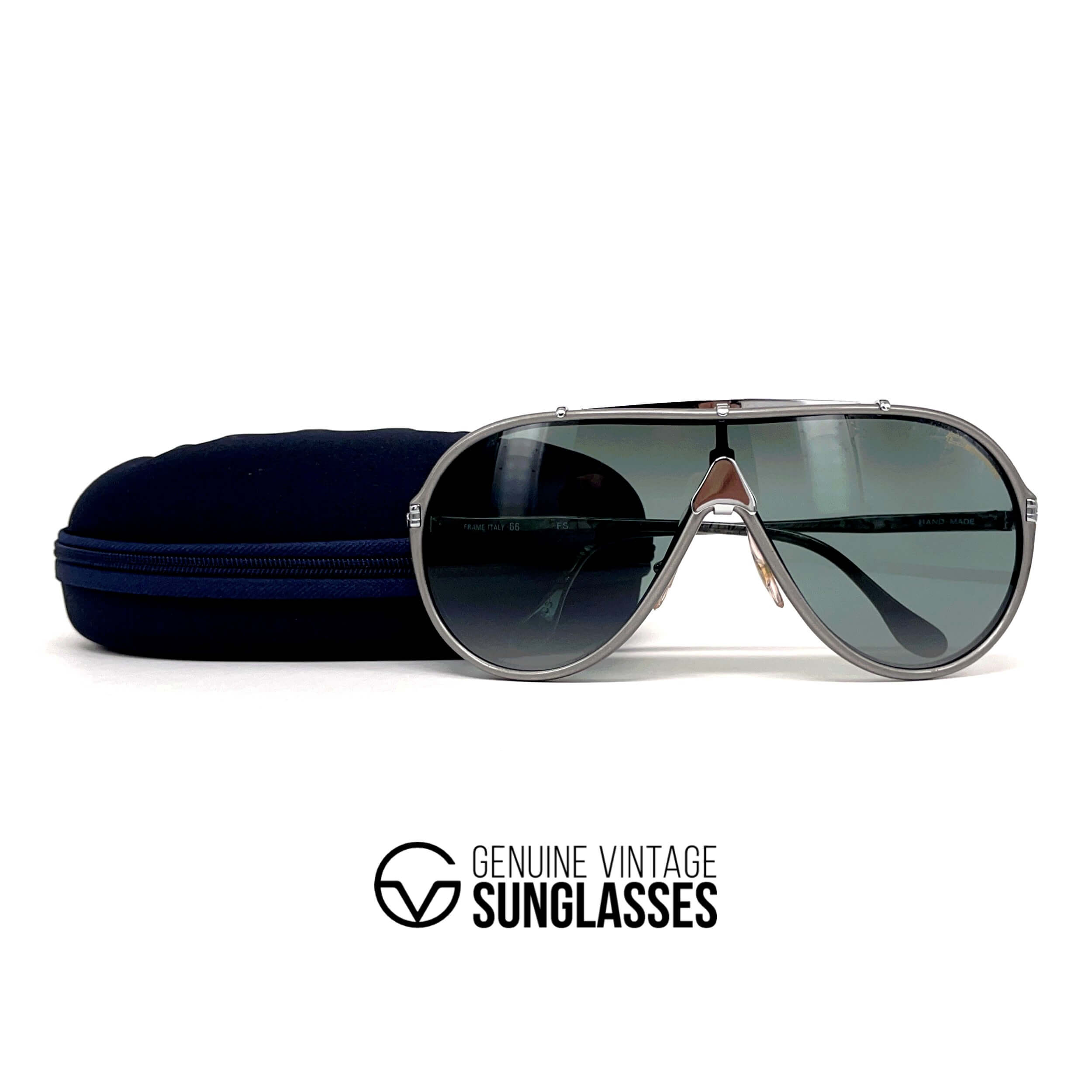 Vintage DÉRAPAGE 66 Vitaloni Racing silver wrap sunglasses