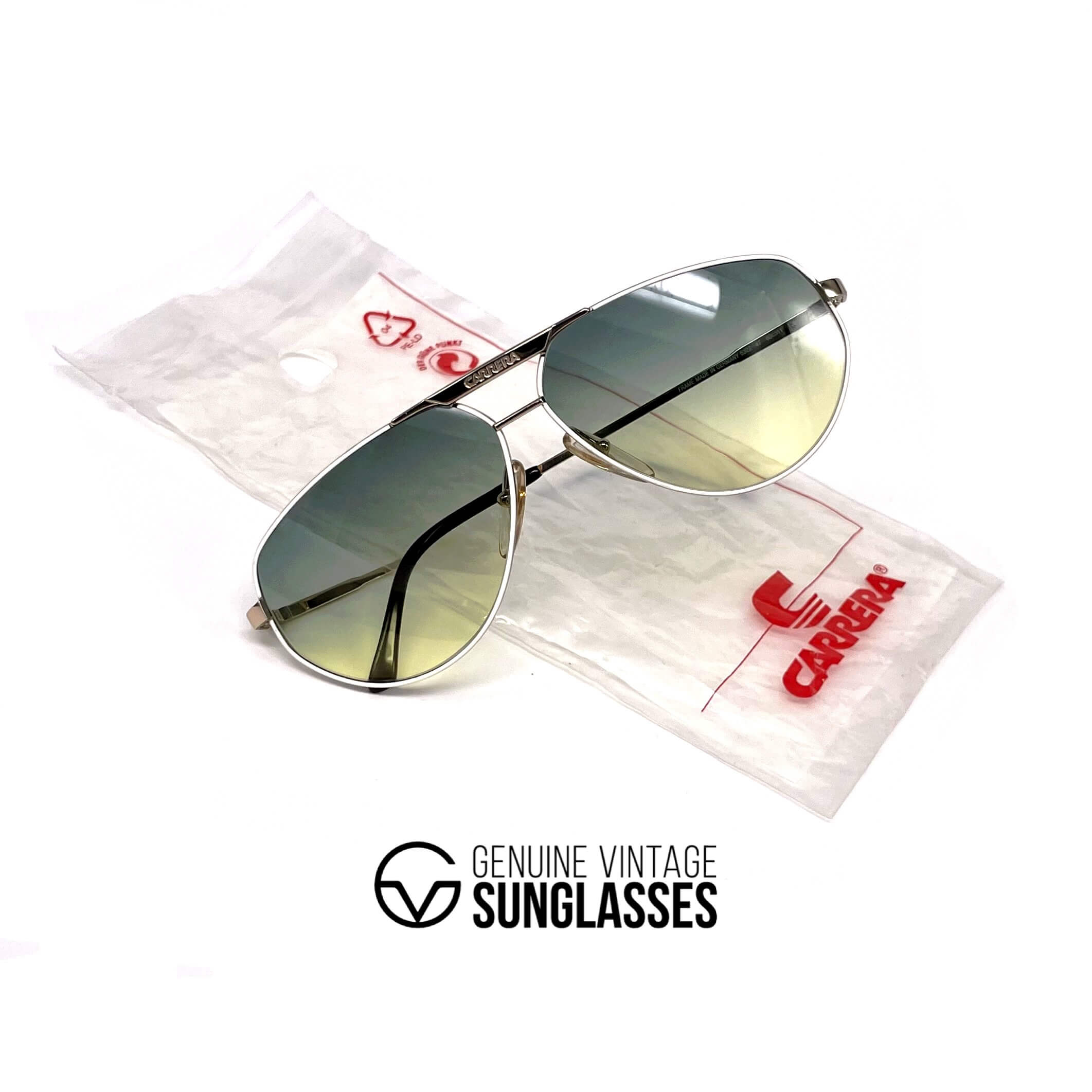 Vintage CARRERA 5322 yellow green aviator sunglasses