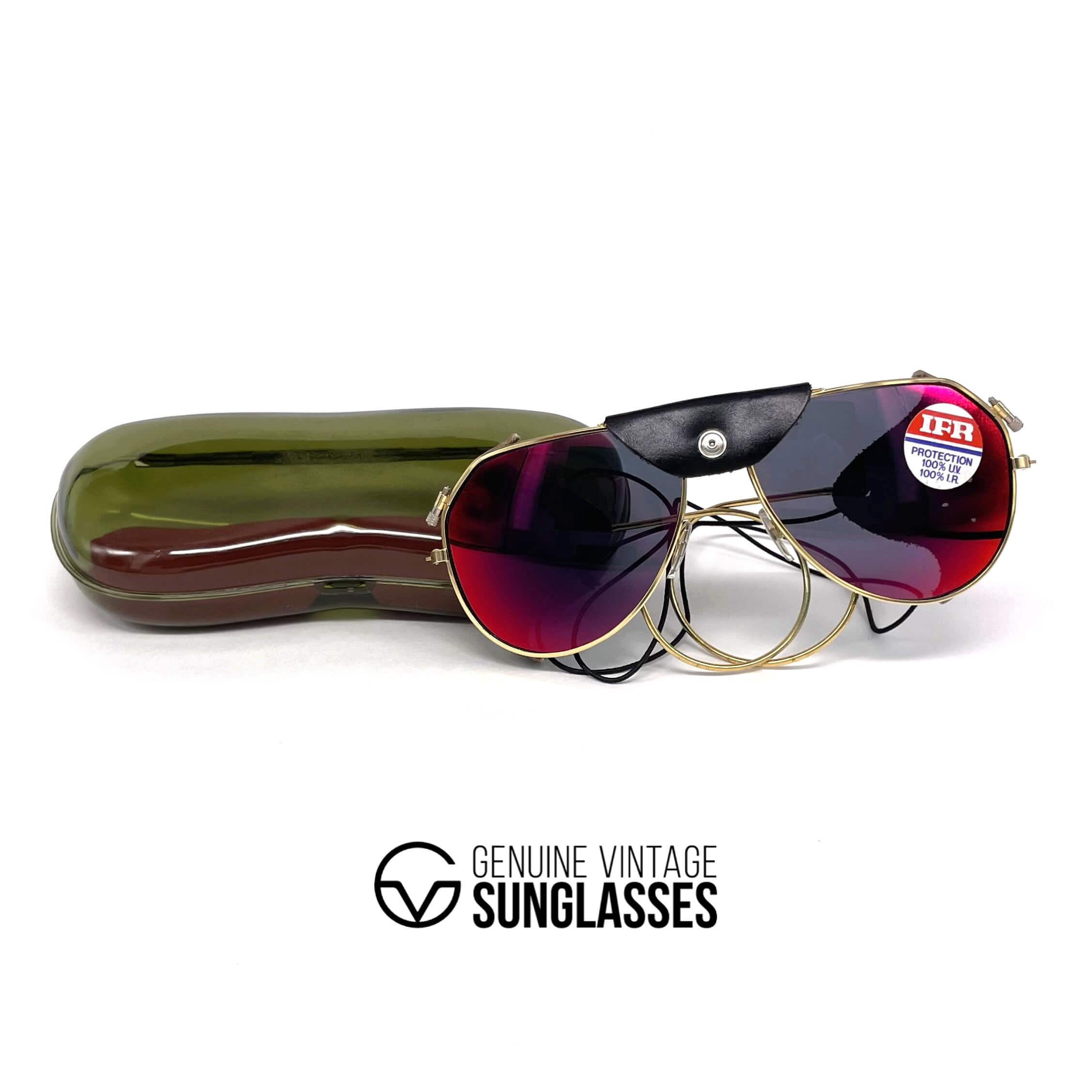 Vintage HENRI DUVILLARD gold glacier mirrored sports sunglasses
