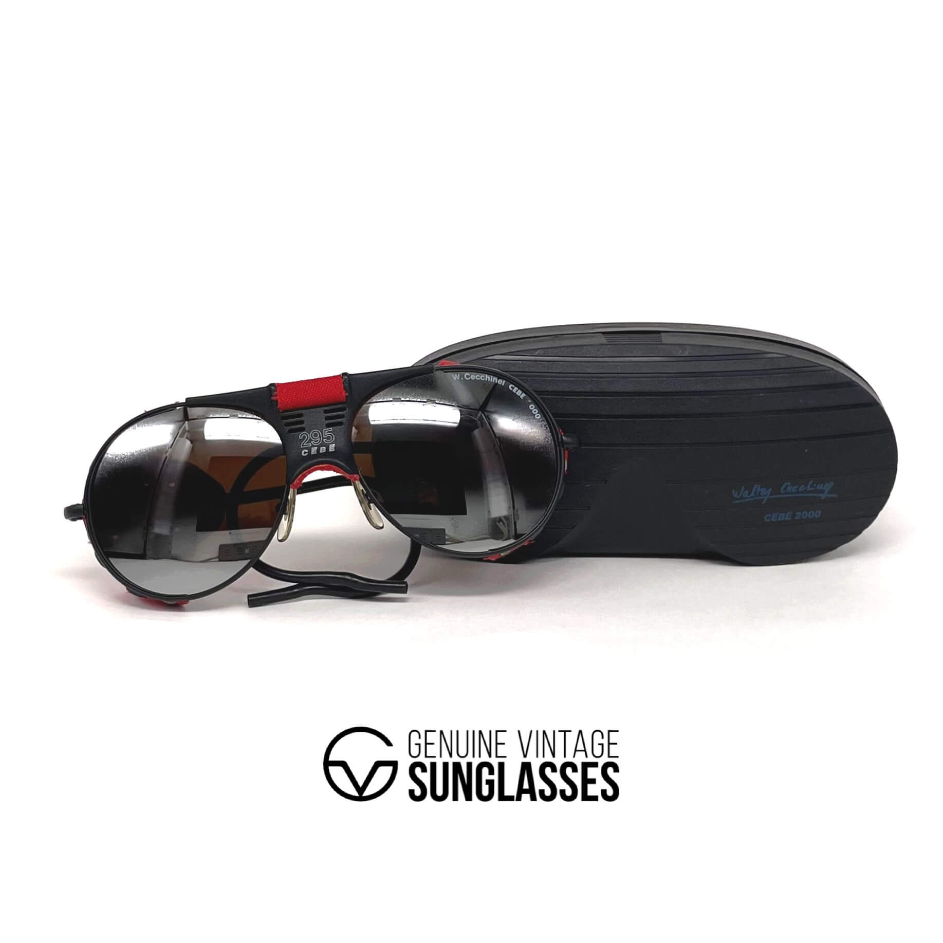 Vintage CEBE 295 Walter Cecchinel red mirrored glacier sunglasses
