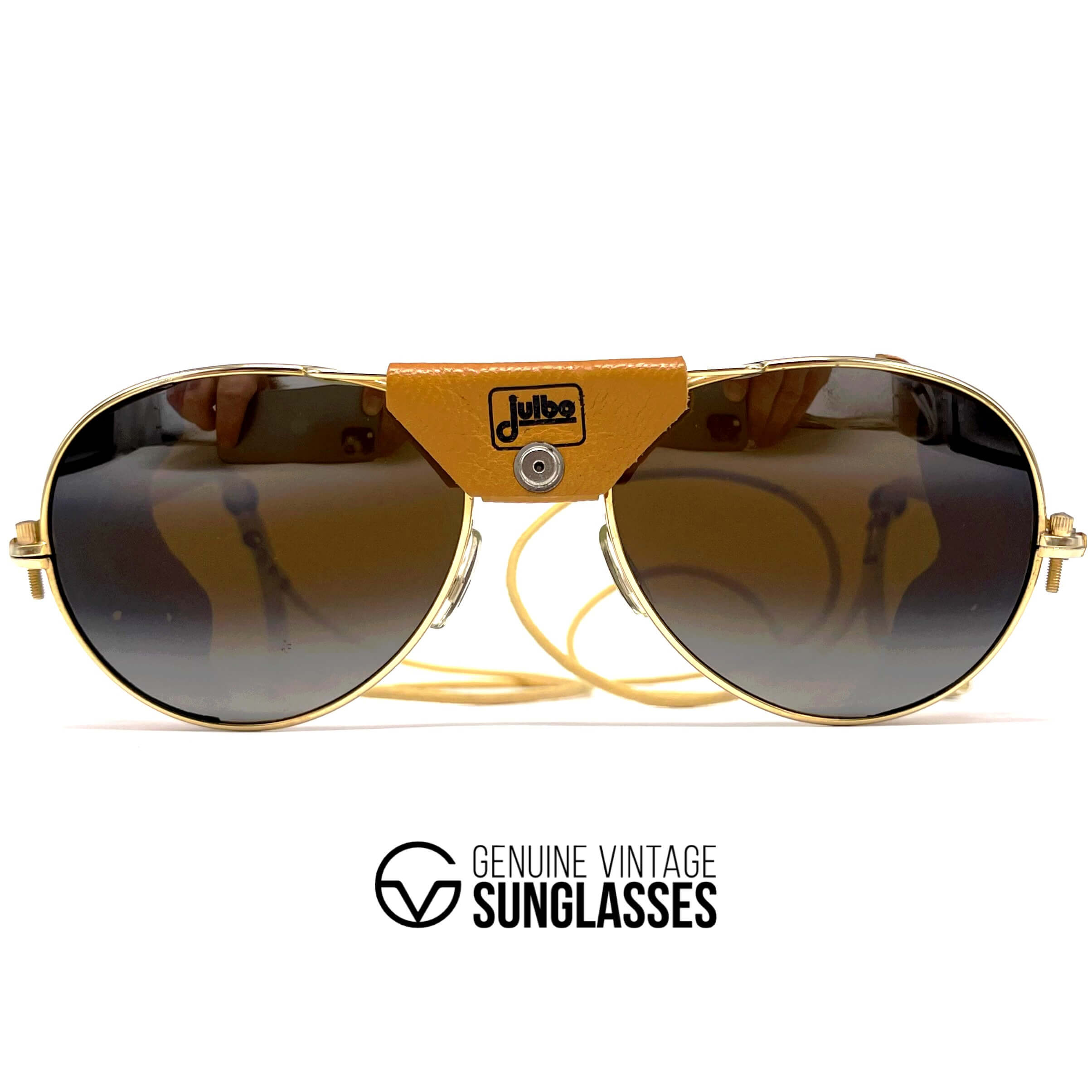 Vintage JULBO Cham gold leather glacier sunglasses