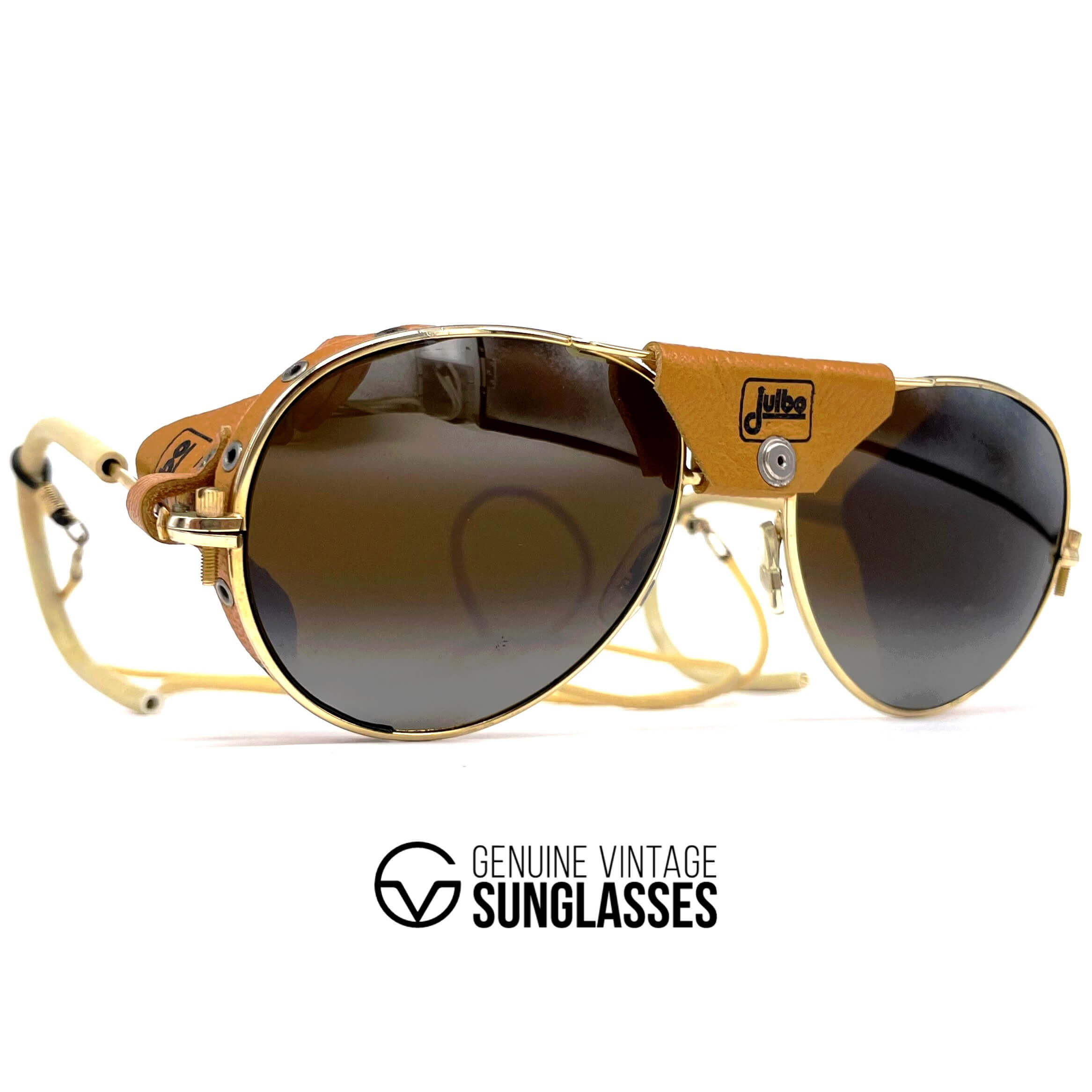 Vintage JULBO Cham gold leather glacier sunglasses