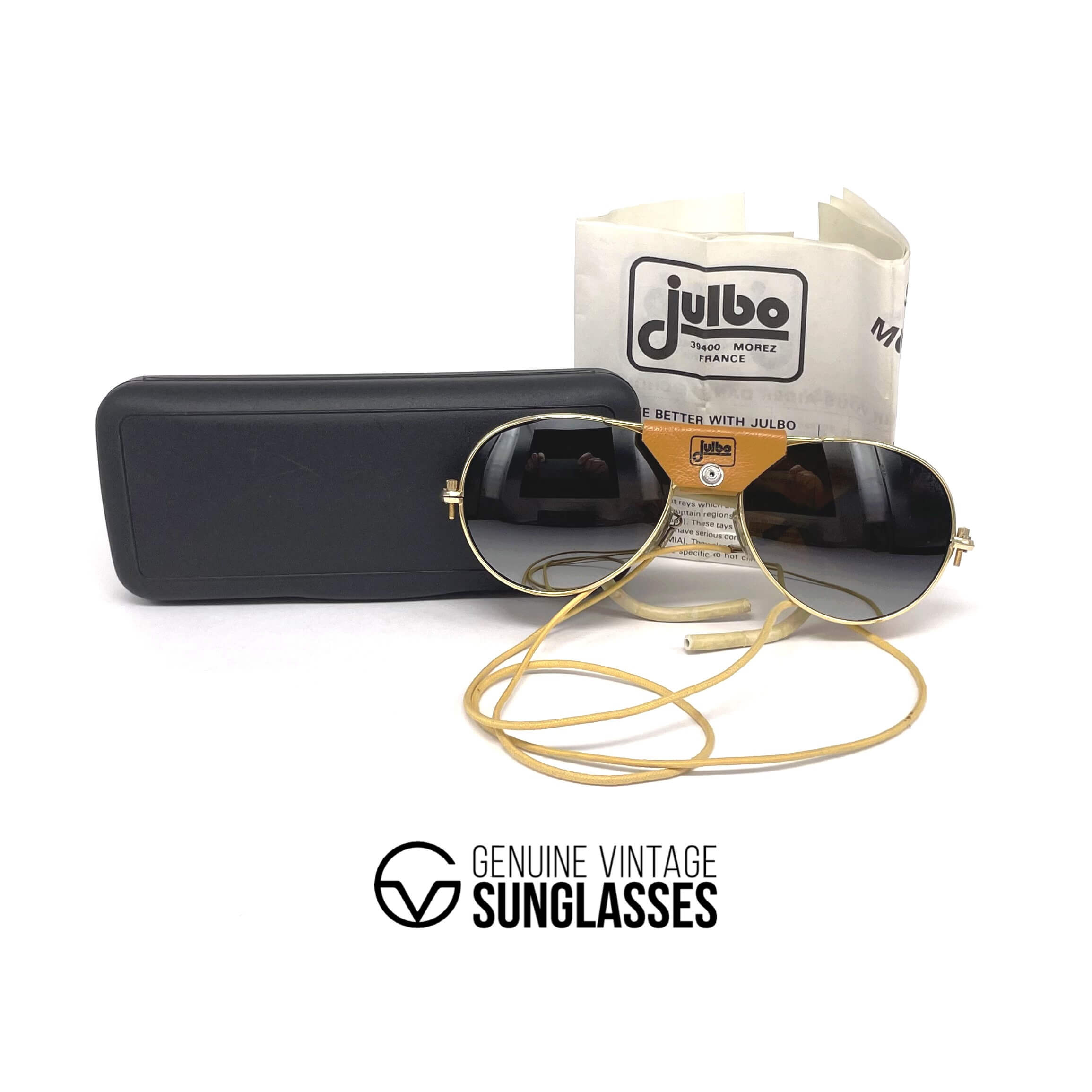 Vintage JULBO Cham gold leather glacier sunglasses