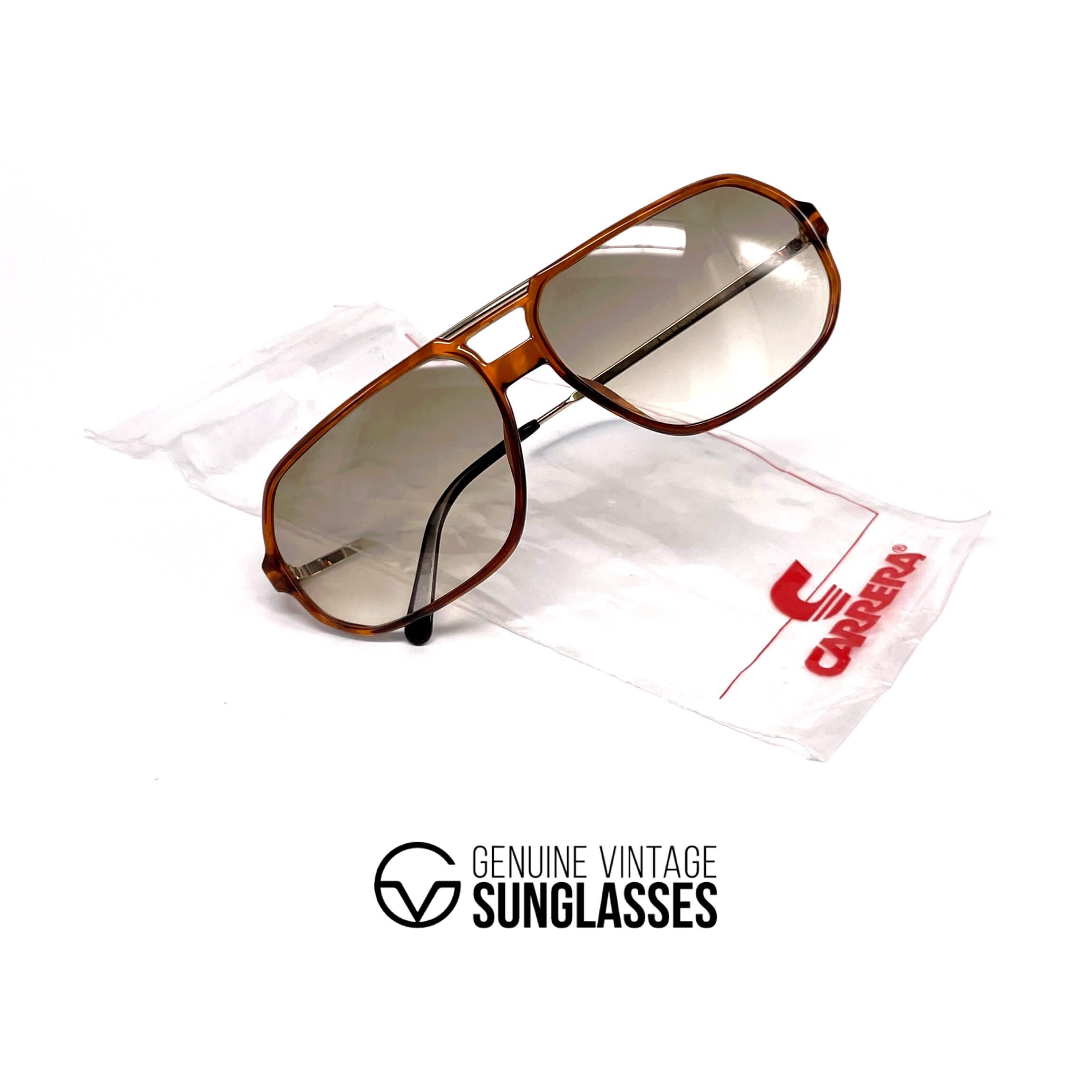 Vintage CARRERA 5311 brown designer aviator large sunglasses