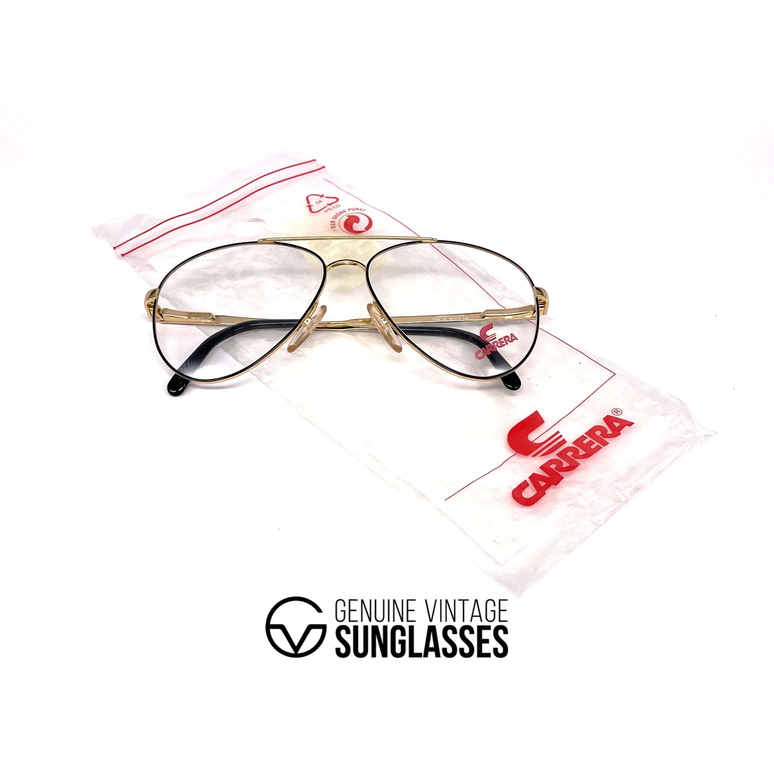 Vintage CARRERA 5748 rare gold aviator glasses frames