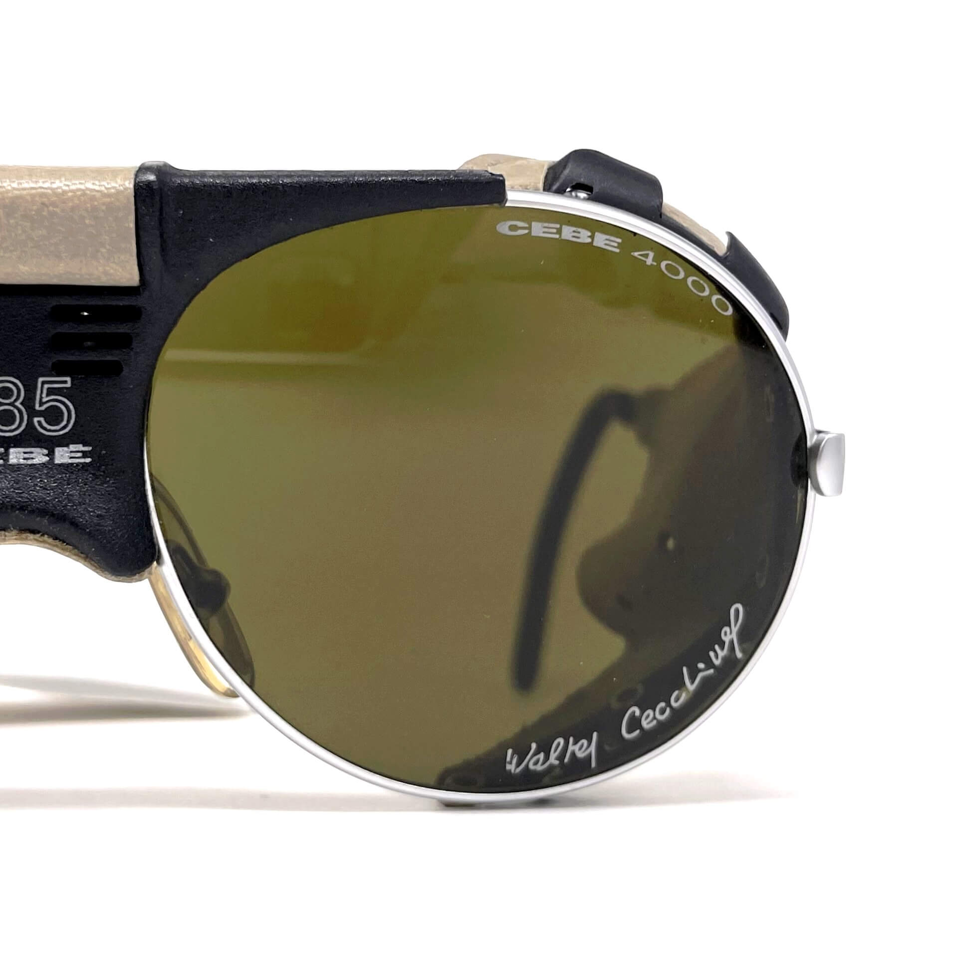 Vintage CEBE 485 Walter Cecchinel grey leather mineral glacier sunglasses