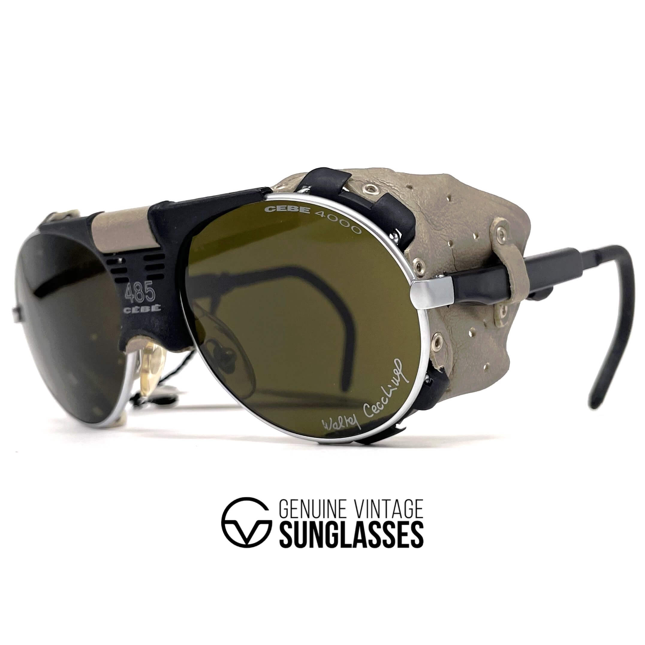 Vintage CEBE 485 Walter Cecchinel grey leather mineral glacier sunglasses