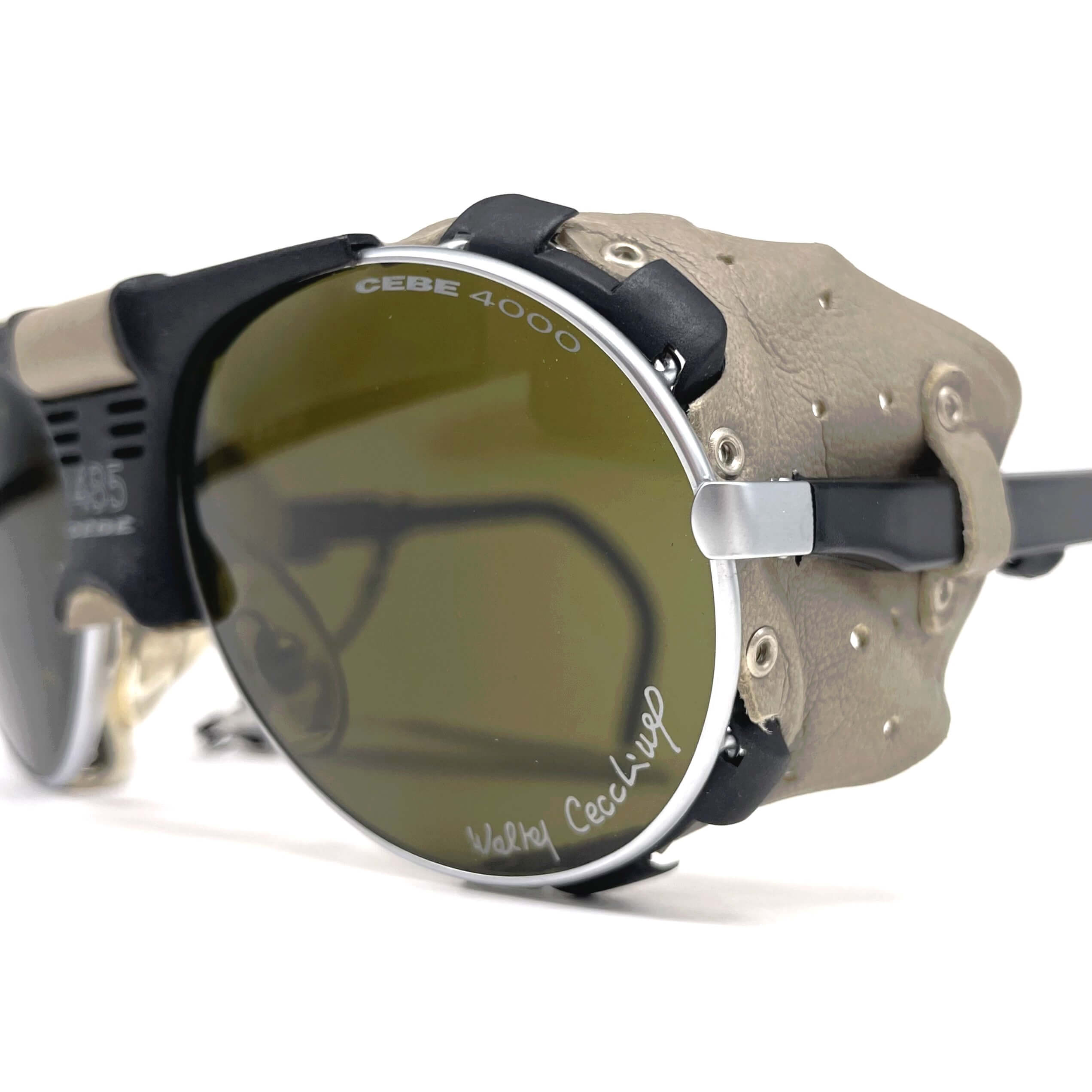 Vintage CEBE 485 Walter Cecchinel grey leather mineral glacier sunglasses