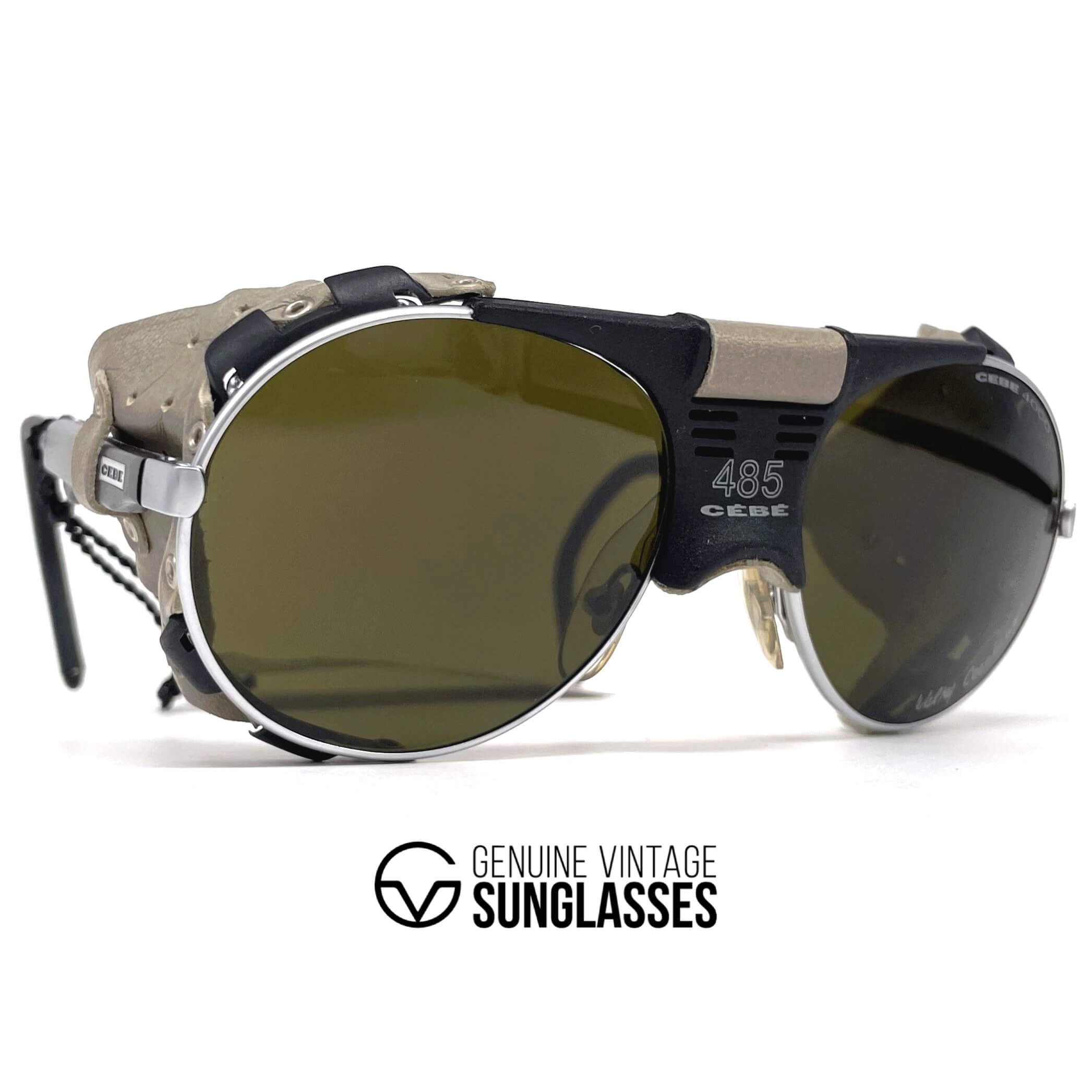 Vintage CEBE 485 Walter Cecchinel grey leather mineral glacier sunglasses