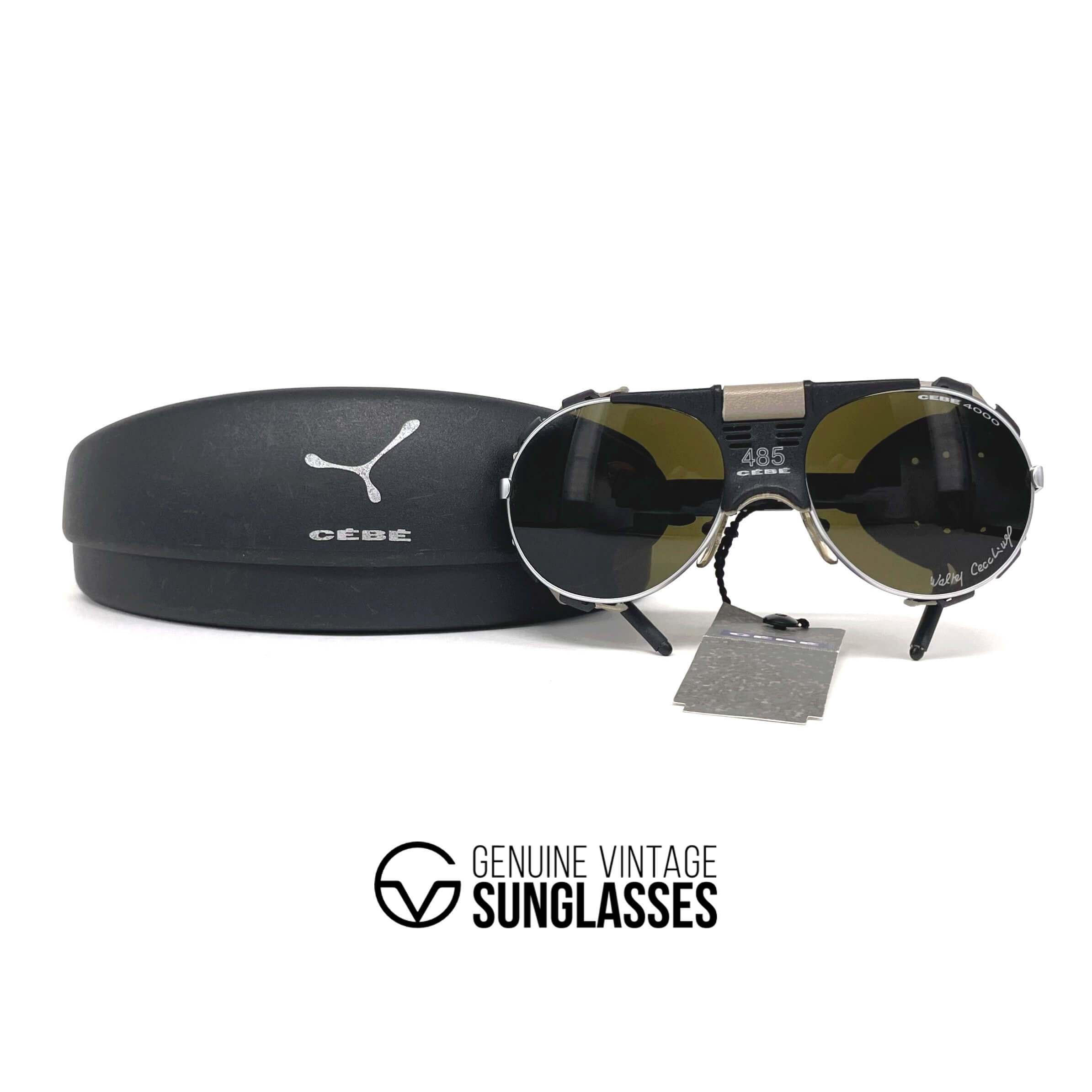 Vintage CEBE 485 Walter Cecchinel grey leather mineral glacier sunglasses