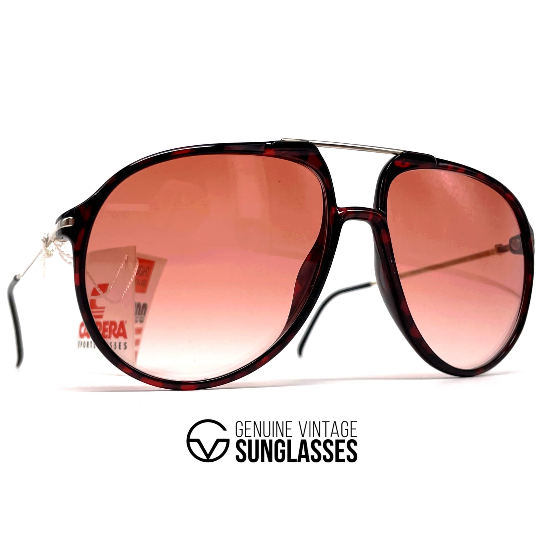 Vintage CARRERA 5327 red havana XL designer sunglasses