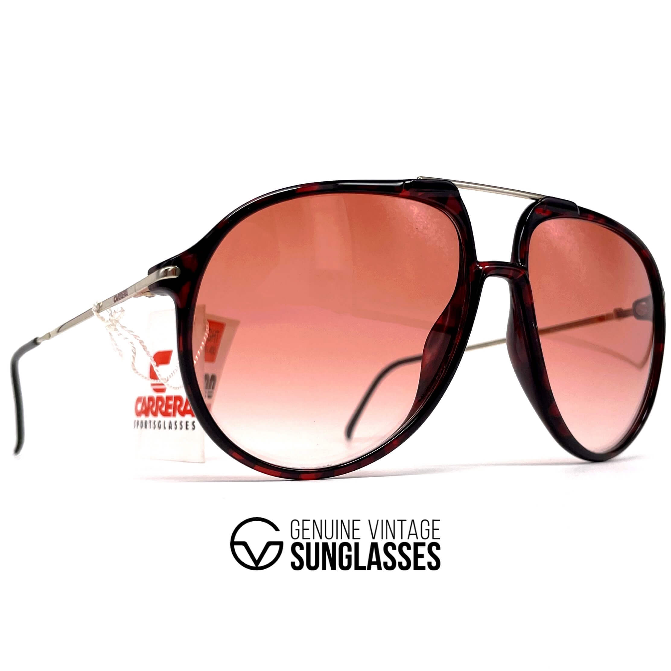 Vintage CARRERA 5327 red havana XL designer sunglasses