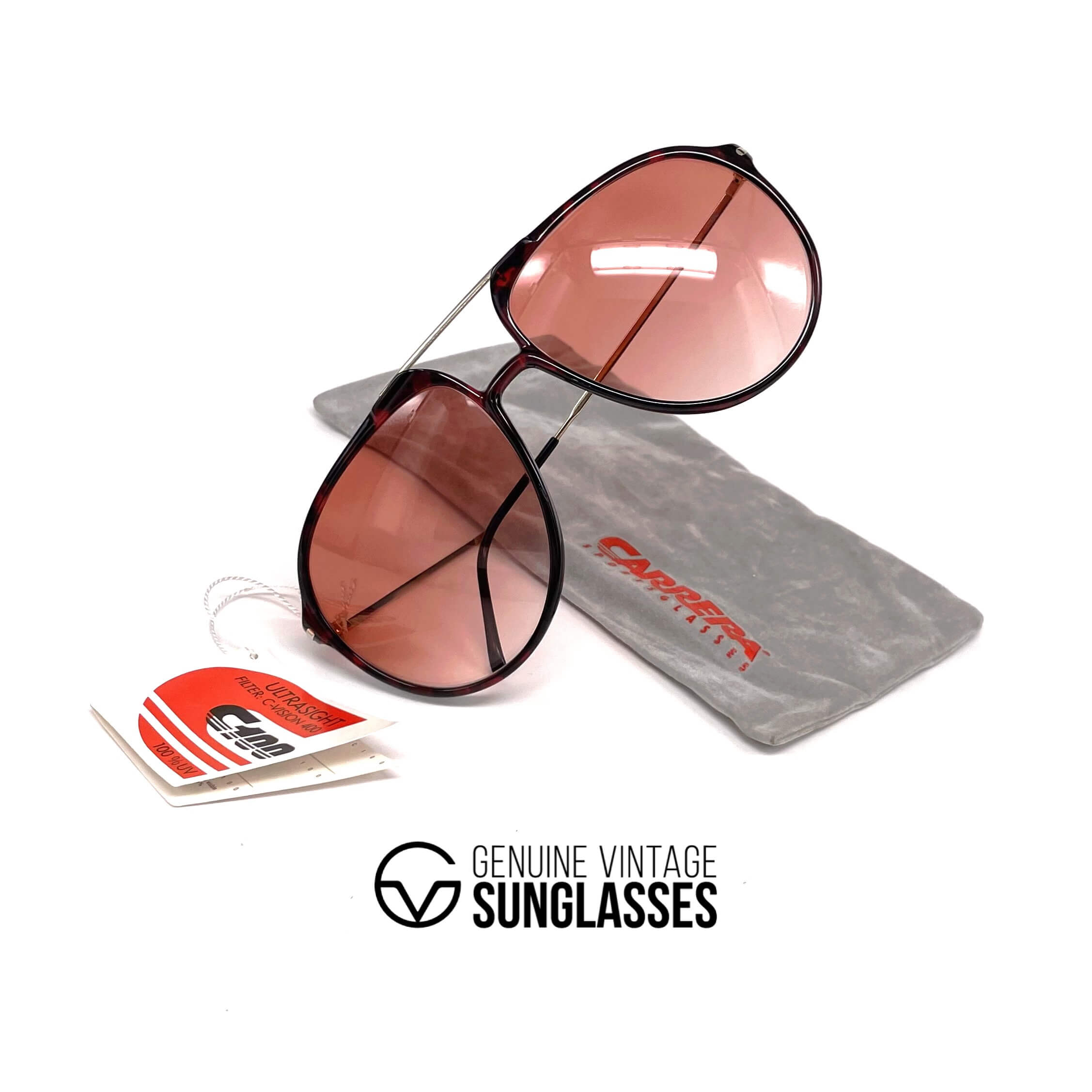 Vintage CARRERA 5327 red havana XL designer sunglasses